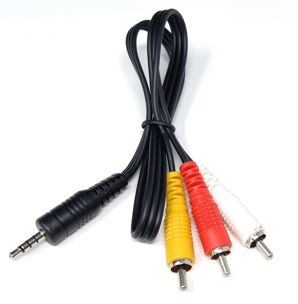 DRUT 3.5mm 4 Pole Jack Plug to 3 x RCA Phono Composite Audio Video AV AUX Lead Cable
