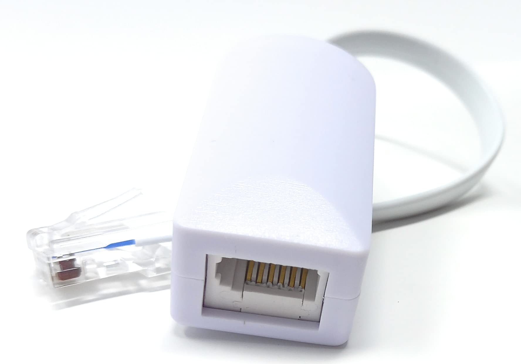 DRUT BT Socket to RJ45 Plug PABX (6P6C) Leaded Telephone Cable Adapter, White