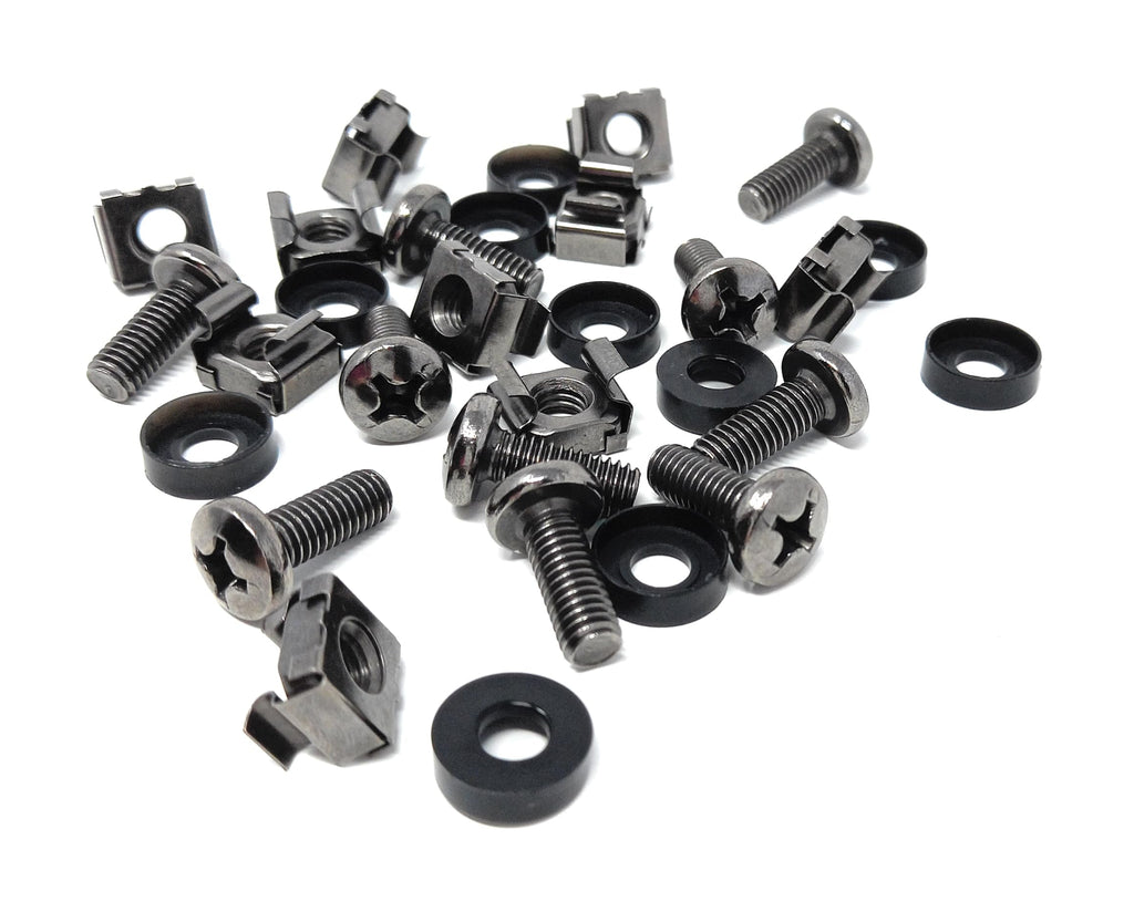 10pcs. M6 Rack Fixing Set, Captive Cage Nuts Bolts Screws & Washers for For Rack Mount Equipment, Data Cabinets, Music Instruments. AMP, Equalisers, CD Player etc.