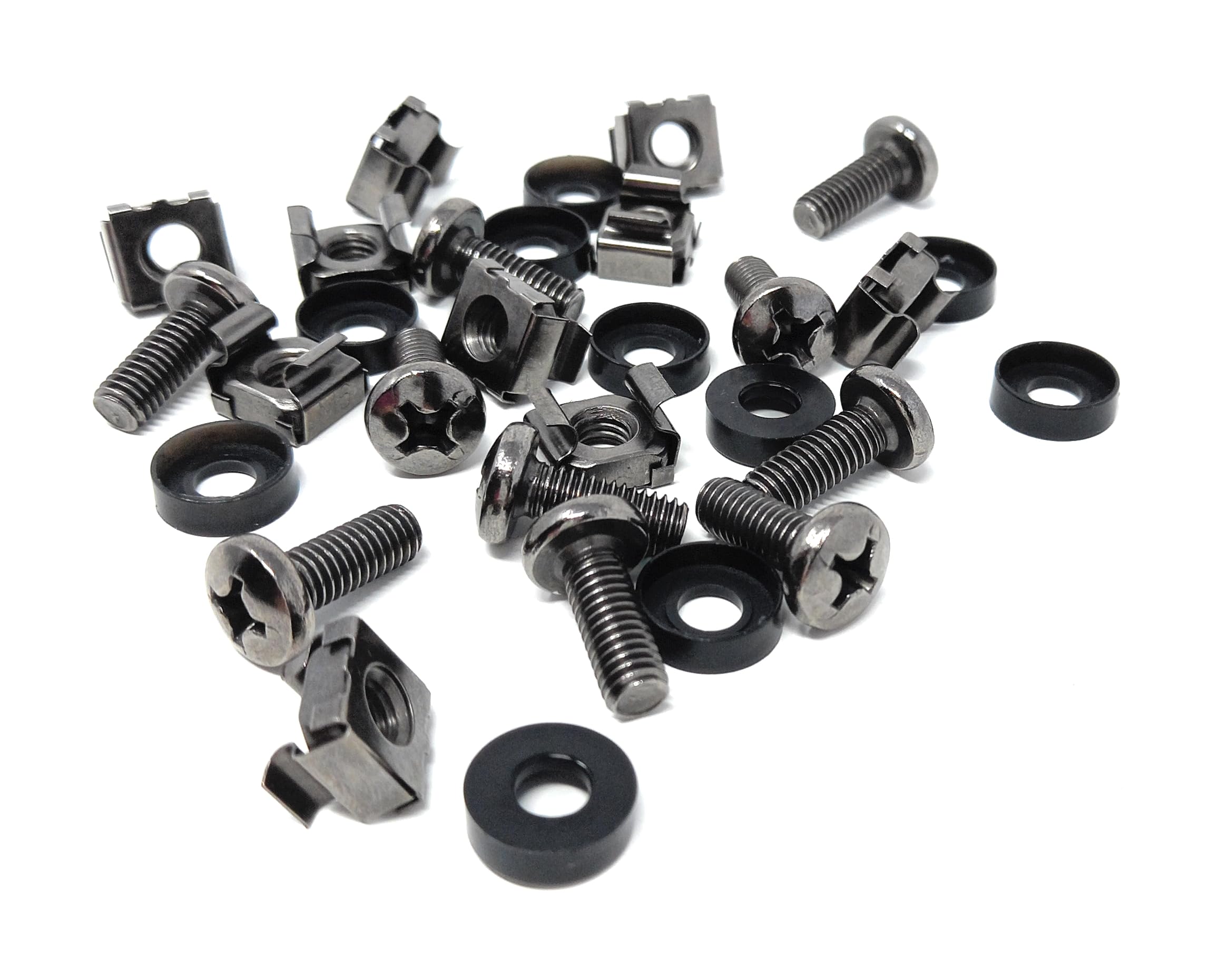 10pcs. M6 Rack Fixing Set, Captive Cage Nuts Bolts Screws & Washers for For Rack Mount Equipment, Data Cabinets, Music Instruments. AMP, Equalisers, CD Player etc.