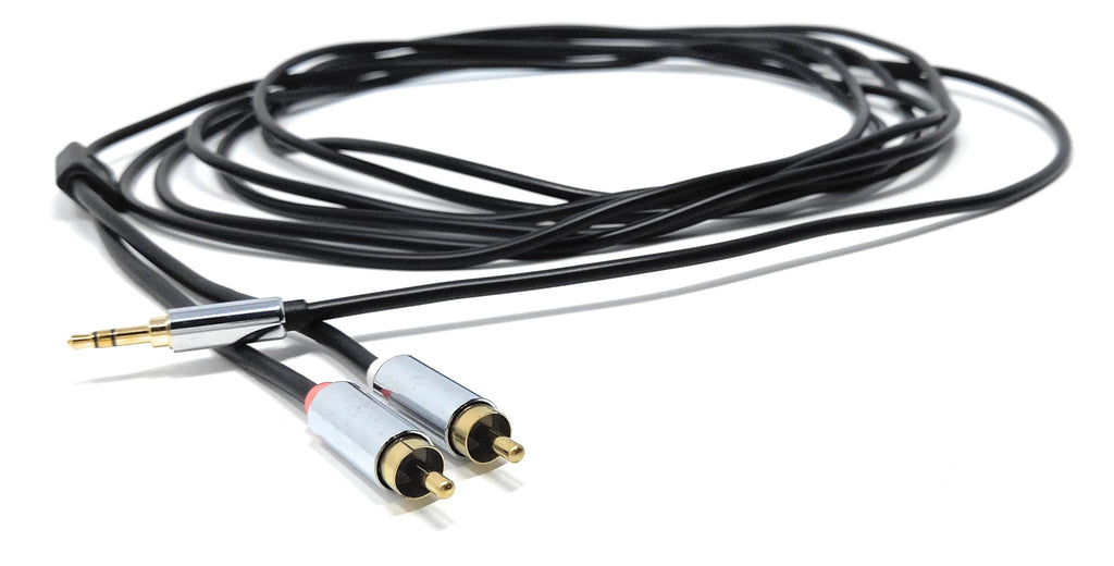 DRUT 3.5mm 1/8 Stereo Jack to 2 x RCA Phono Plugs, Auxiliary, Shielded Audio Cable, Gold Connectors
