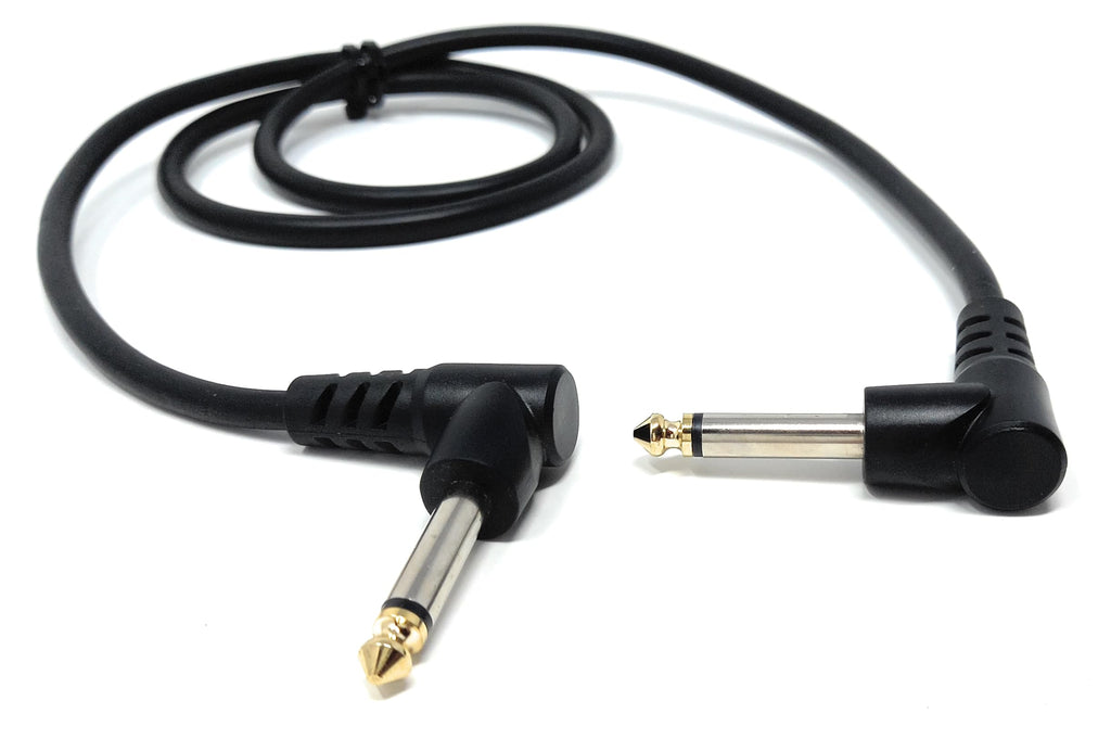 6.35mm Right Angle TS Instrument Cable - 90 Degree 1/4 Inch Mono Guitar Patch Cable for Amps, Mixers, and Pedals