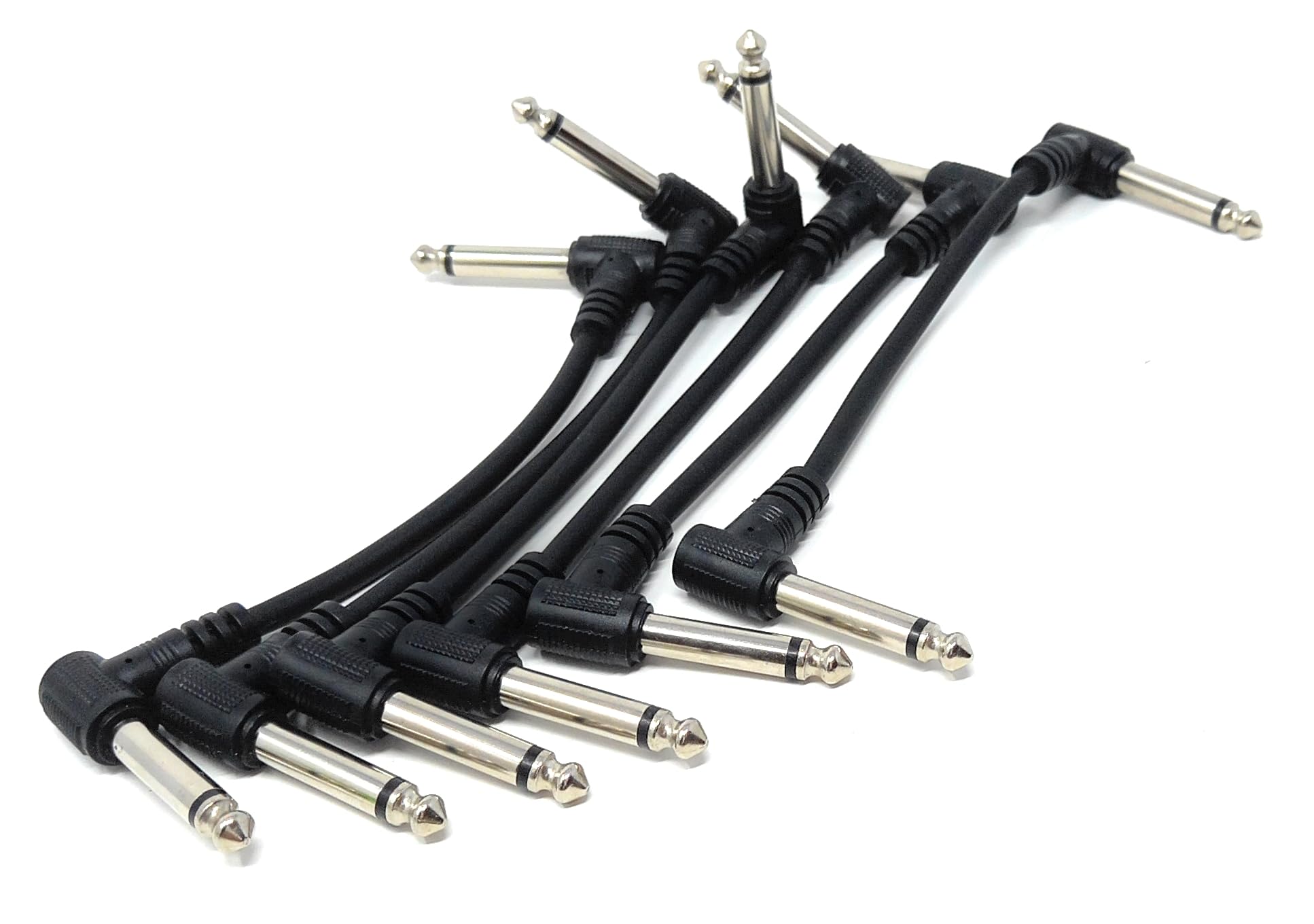 DRUT Patch Cables 6.35mm (1/4") TS Mono 90 Right Angle Jack to Jack Cable Lead, Compatible With Guitar, Bass, Acoustic, Effects Pedal, Mixer, Speaker, DJ, Music instruments