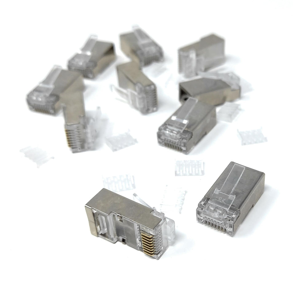 DRUT 10pcs Cat6 RJ45 LAN Crimps Ends Shielded STP Connectors (10 of Pack)