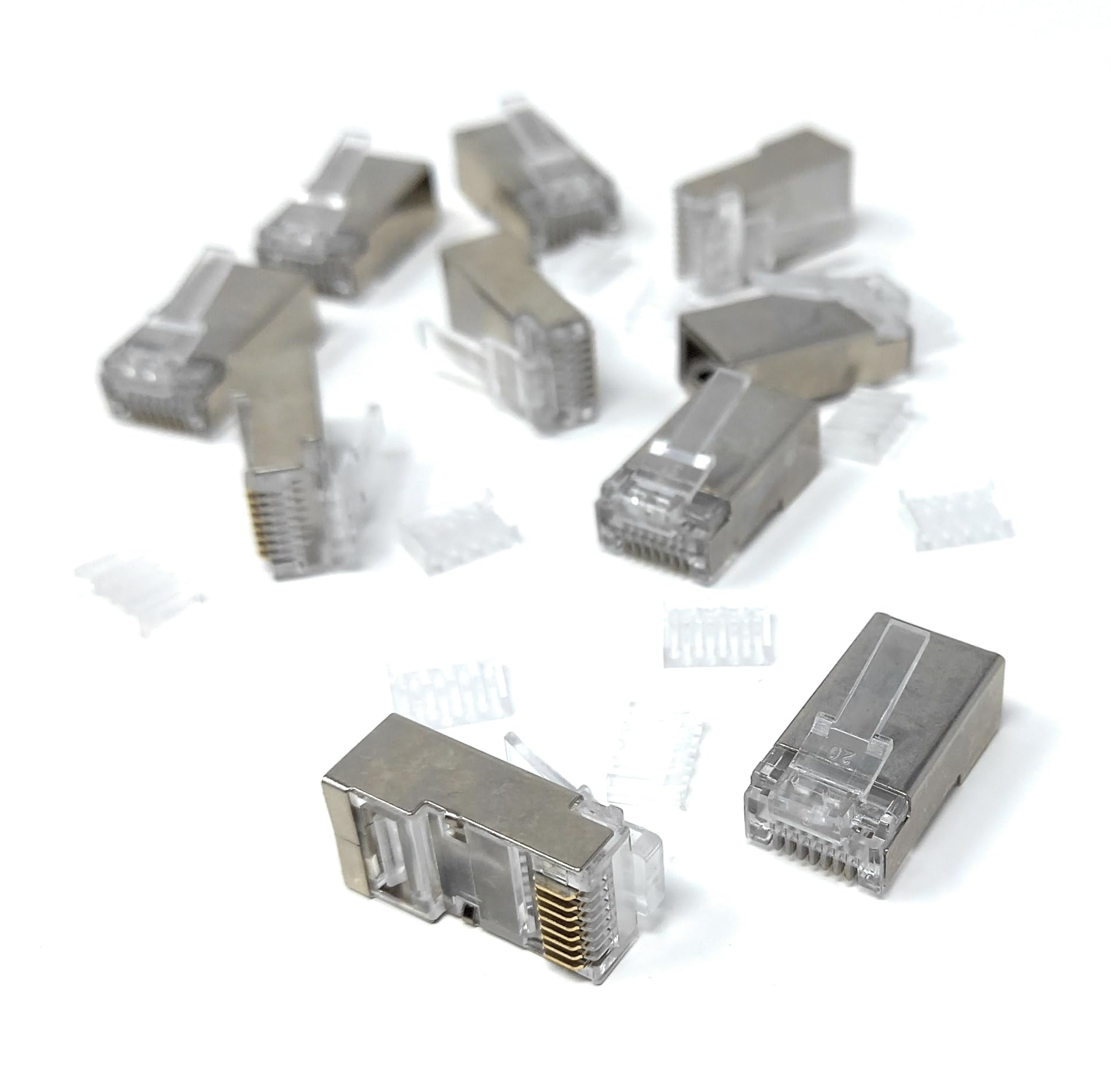 DRUT 10pcs Cat6 RJ45 LAN Crimps Ends Shielded STP Connectors (10 of Pack)