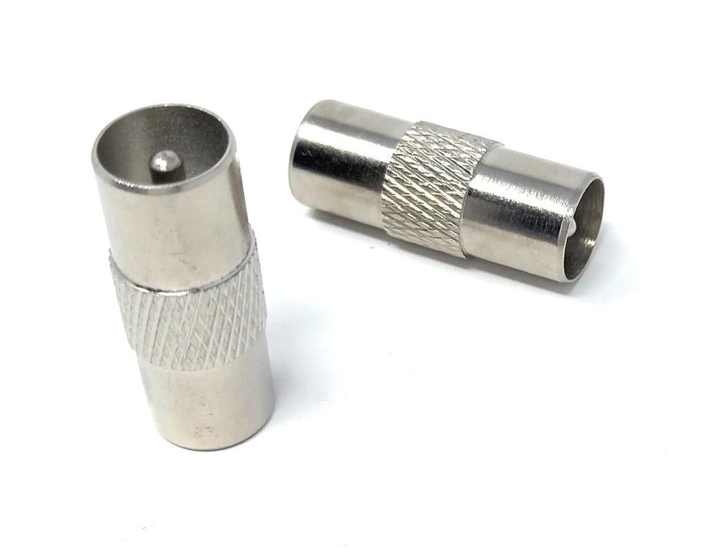 DRUT Male to Male TV Aerial Coaxial Coupler, RF Coax Antenna Adapter, Coupling Connector, Gender Changer