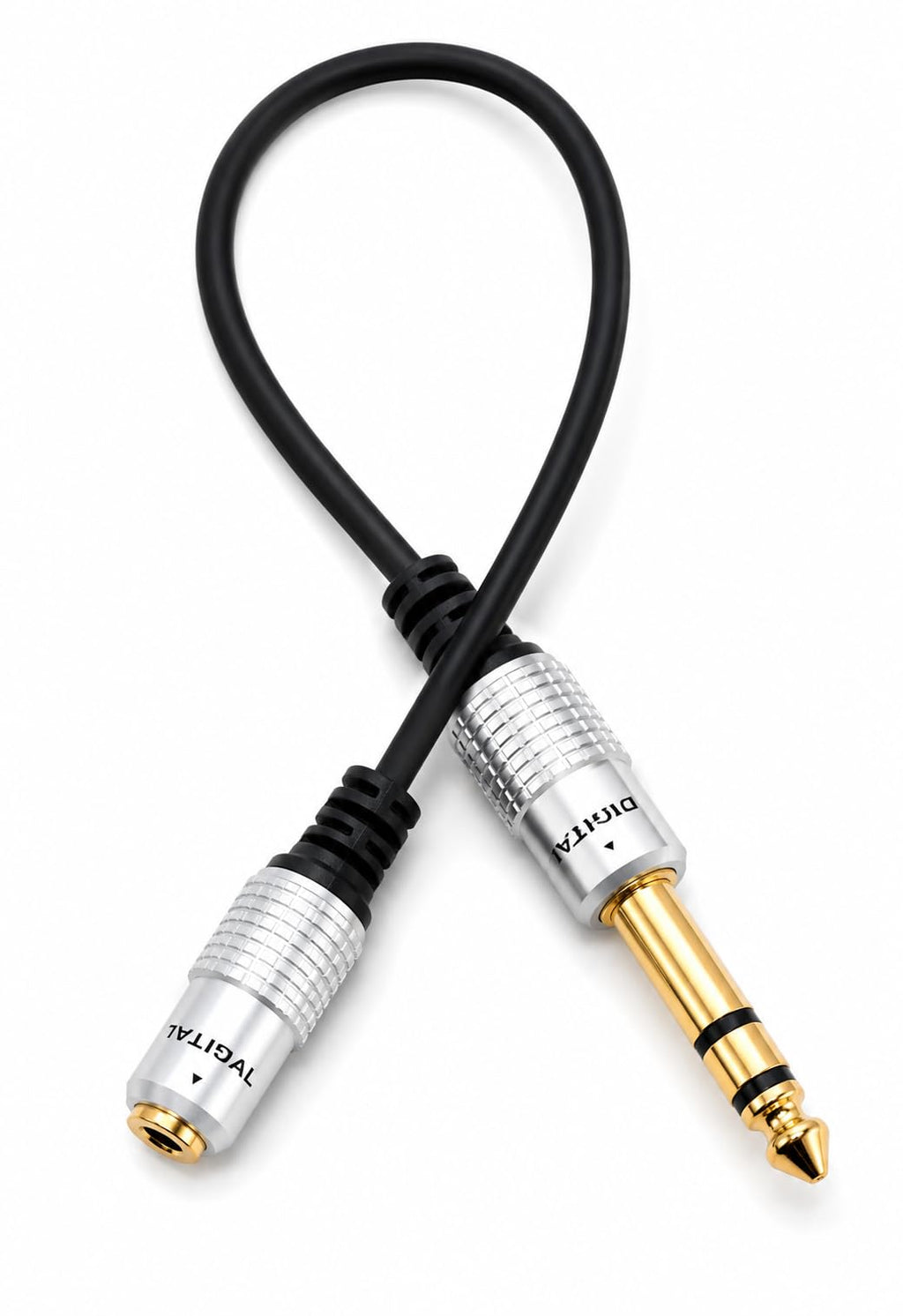 DRUT 30cm 6.35mm to 3.5mm Female Stereo Adapter Cable, Gold Plated TRS Audio Converter & Headphone Extension Lead for Instruments, Speakers & Home Theater (1/4 Inch to Mini Jack)