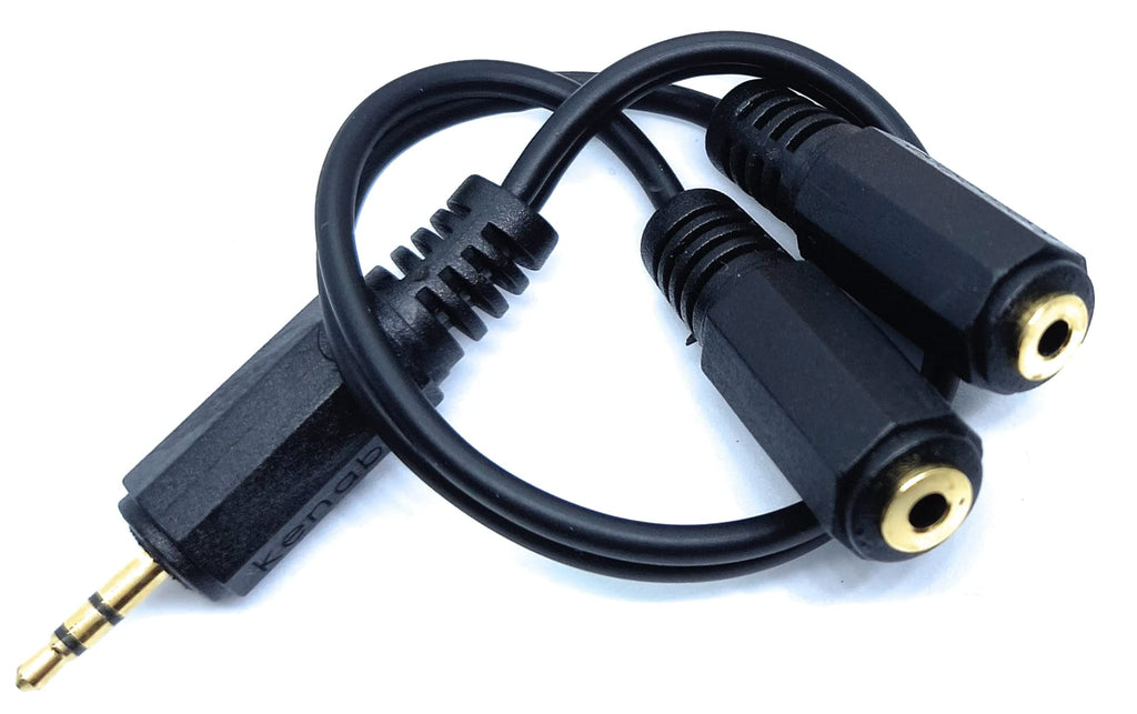 DRUT 2.5mm Jack to Twin 2.5mm Socket, Stereo Cable Splitter Adapter, Male to x 2 Female