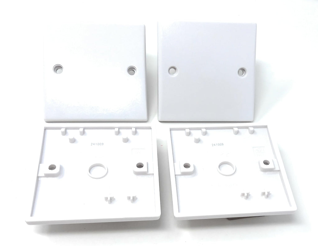 1-Gang Rounded Edge Blanking Plate – White Plastic Cover for Electrical Socket Back Box – Includes Screws, Flush Fit, Clean Finish