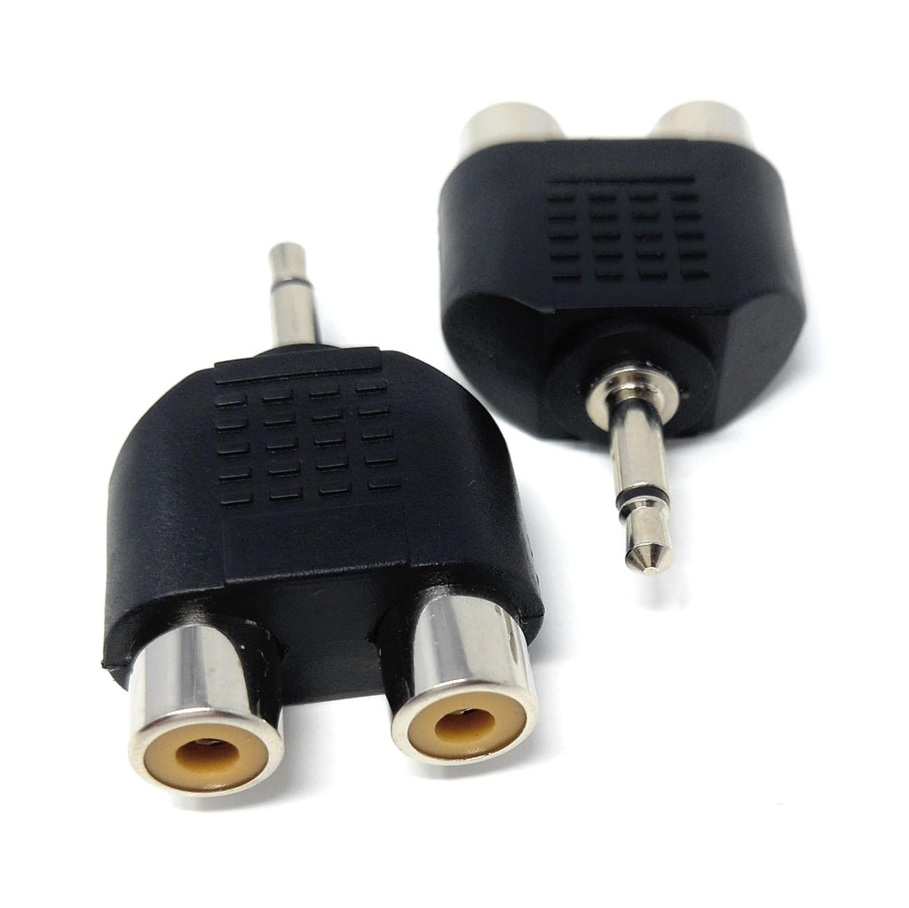DRUT 3.5mm MONO Jack to 2 x RCA Female Phono Connectors Plugs Audio Video Cable Adapter