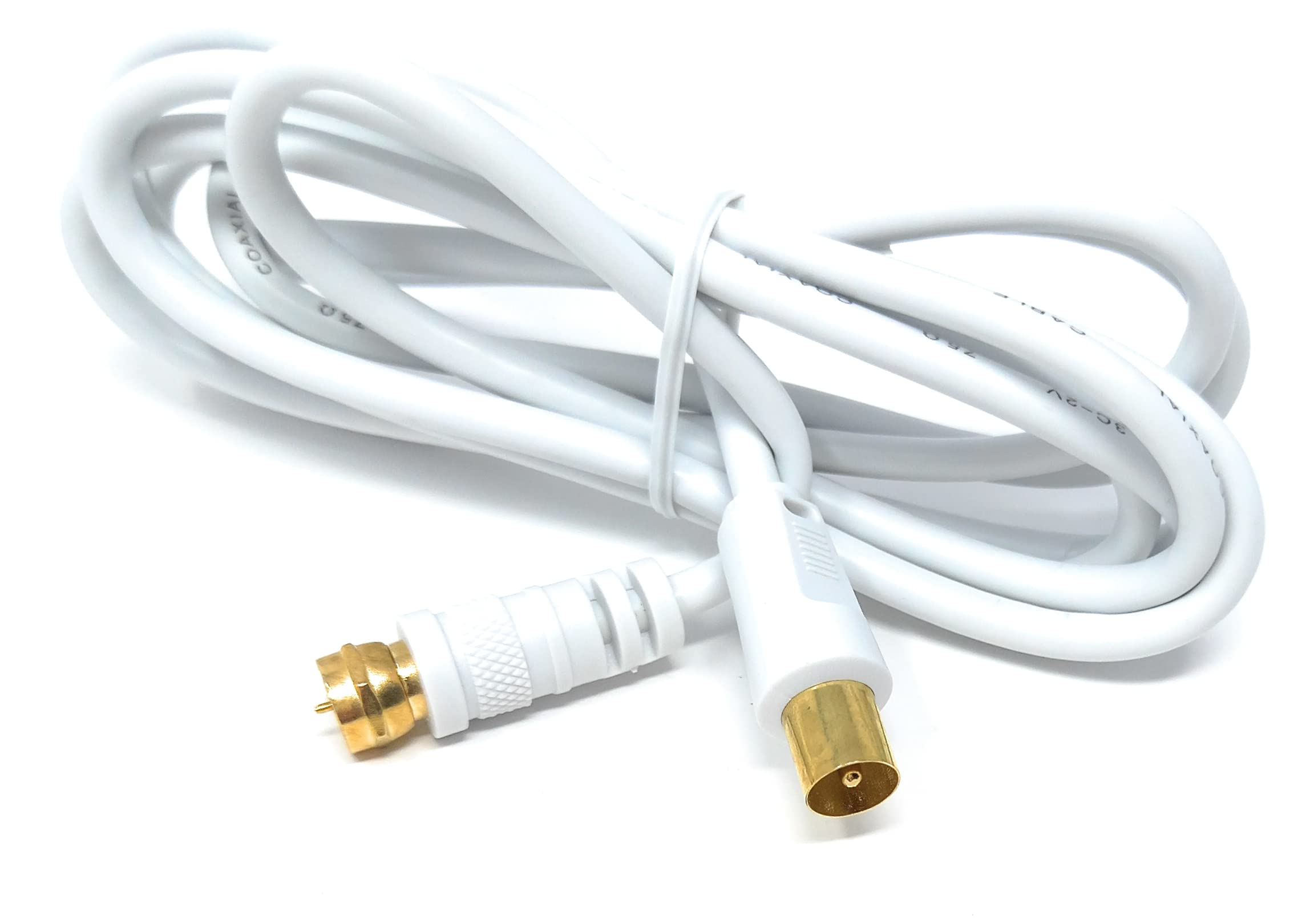 DRUT RF TV Aerial Male to F Type Connector Male Plug Coaxial Coax Cable, Lead, 75 Ohm, 3C-2V