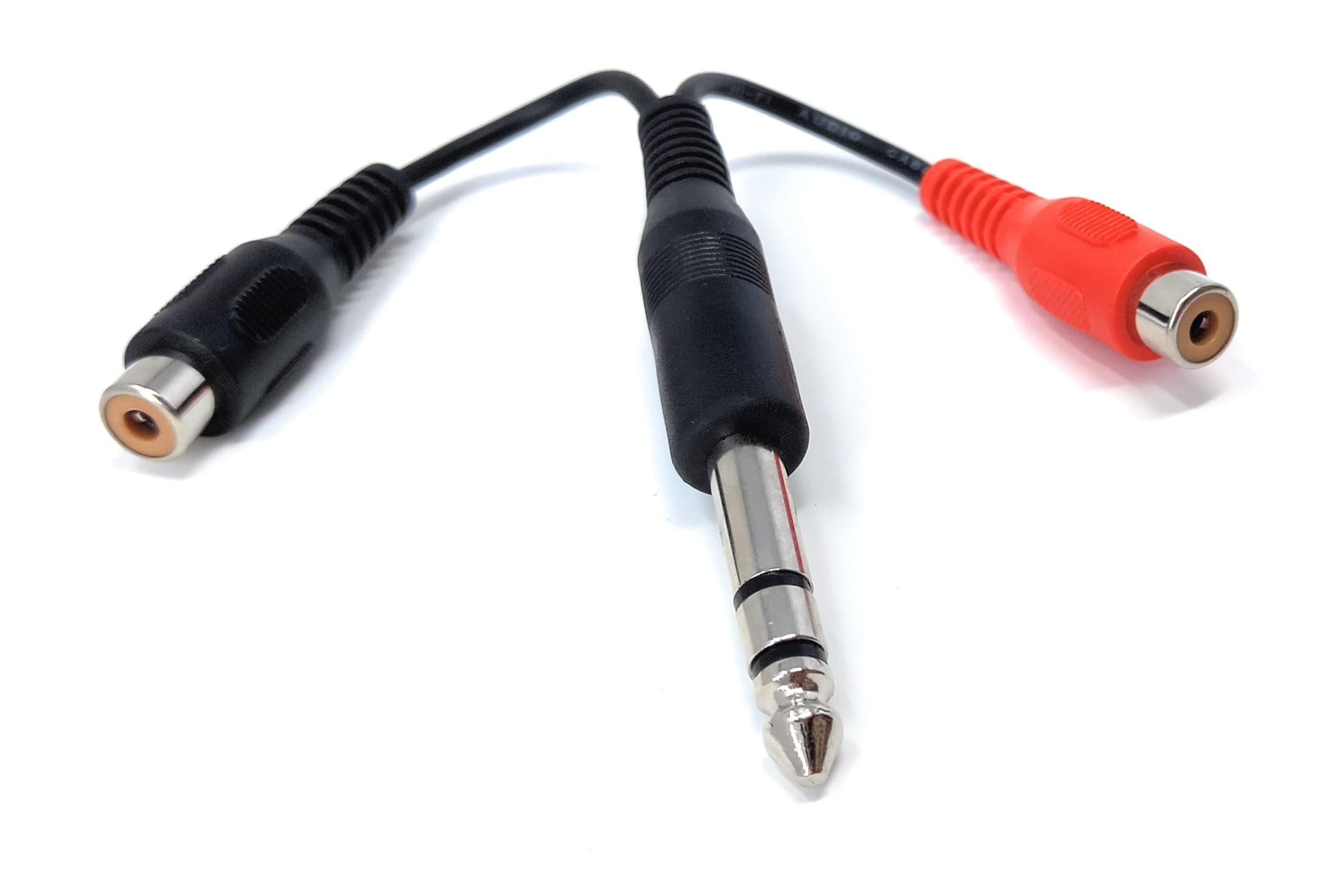DRUT 6.35mm Stereo Jack Plug to Twin RCA Phono Sockets Male to Female Cable Adapter