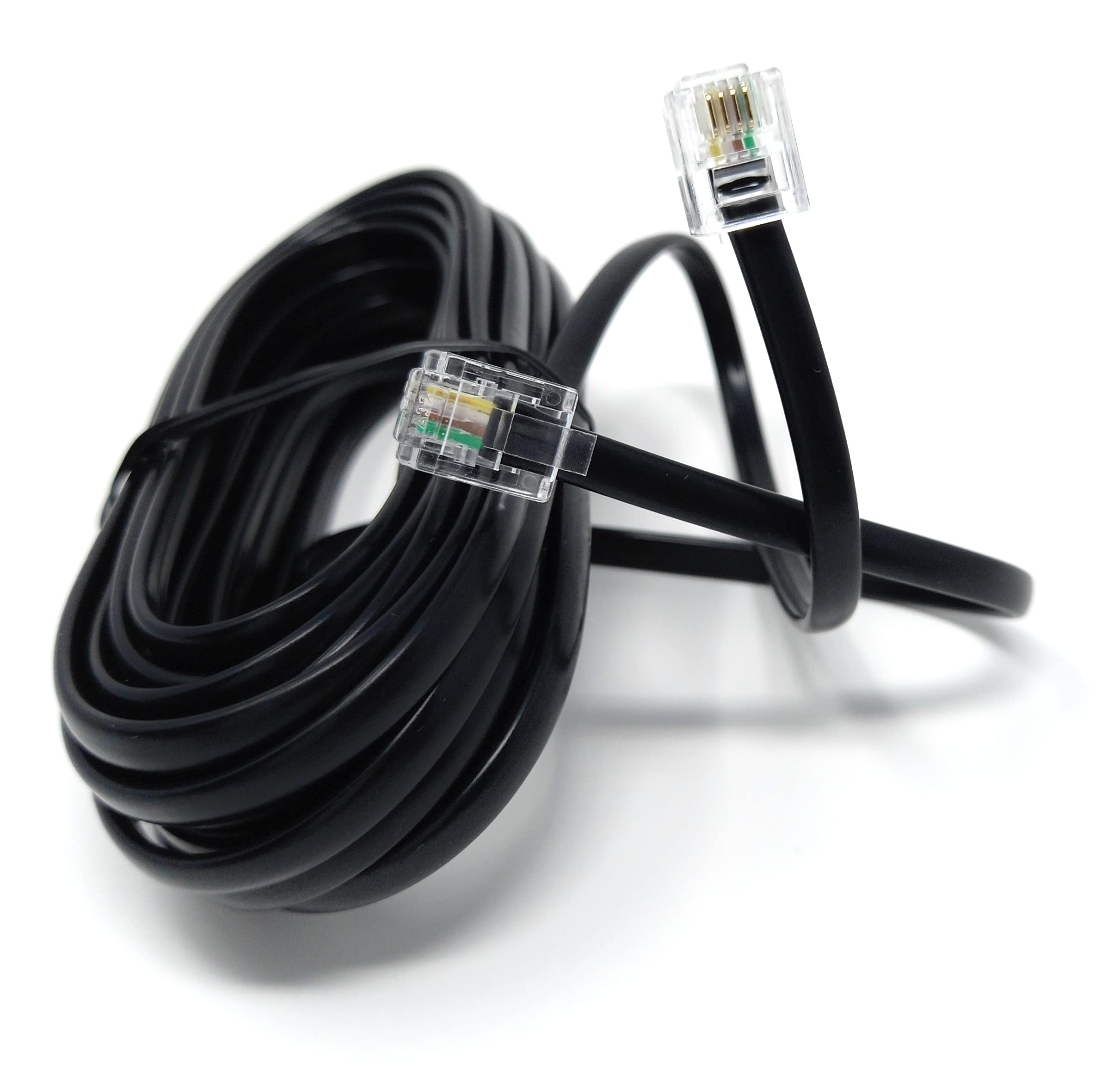 DRUT RJ11 to RJ11 Telephone Landline Cable ADSL (6P4C) Flat Lead High Speed BT Internet Broadband Male to Male Router, Modem, Phone Extension Wire