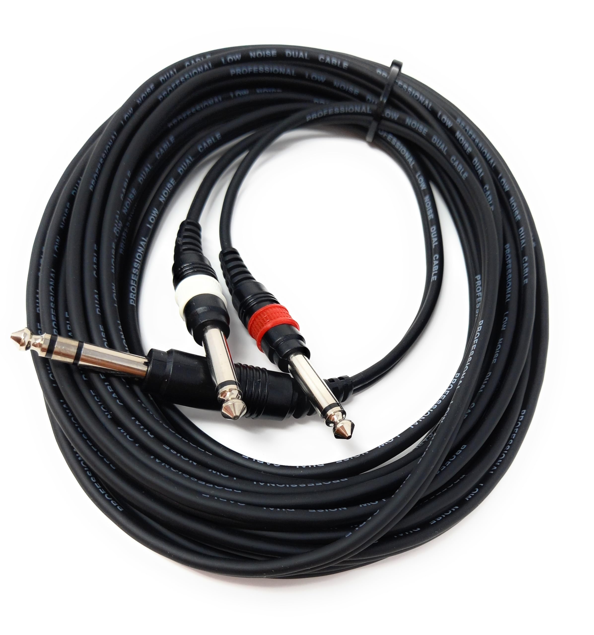 DRUT 6.35mm Stereo Jack to Twin 6.35mm Mono Jacks Male to Male TRS Cable