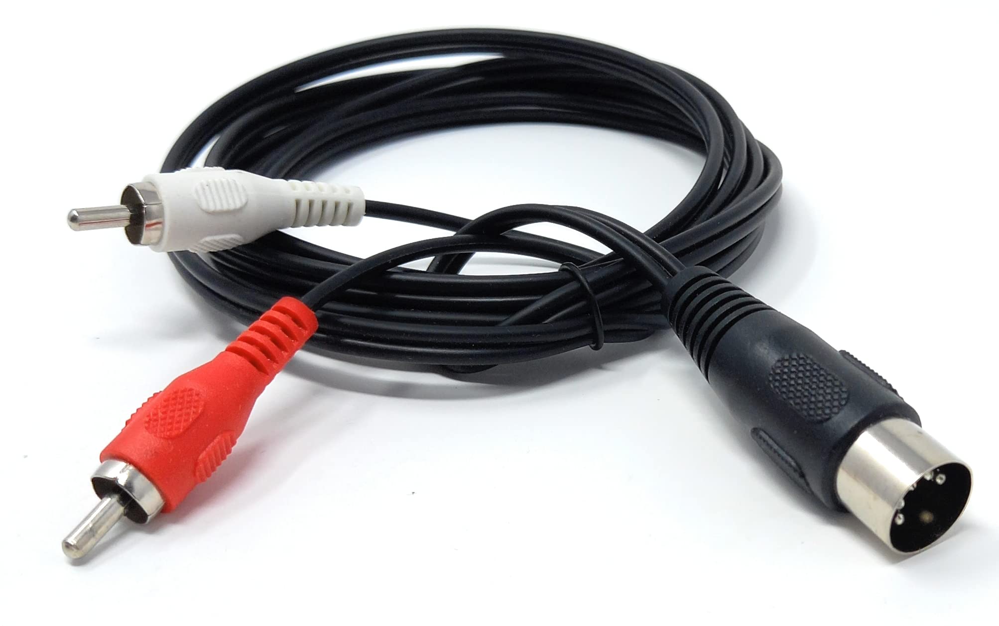 DRUT 5 Pin Midi Male Din Plug to 2 x RCA Phono Male Plugs Audio Cable (wired 3+5) to 2 x RCA plugs