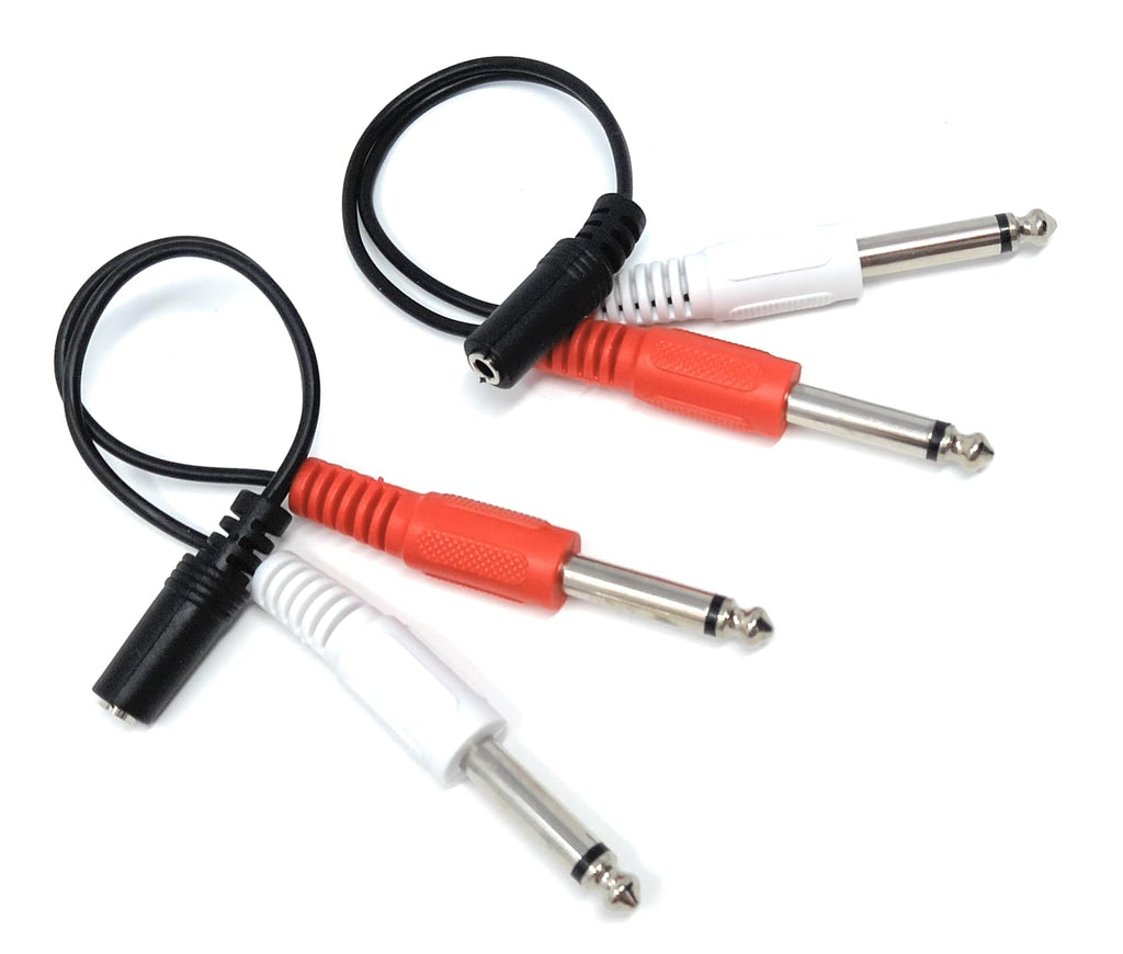 DRUT 15cm 3.5mm Stereo Jack Socket to Twin 6.35mm Mono Jack Plugs Adapter Cable Splitter Lead