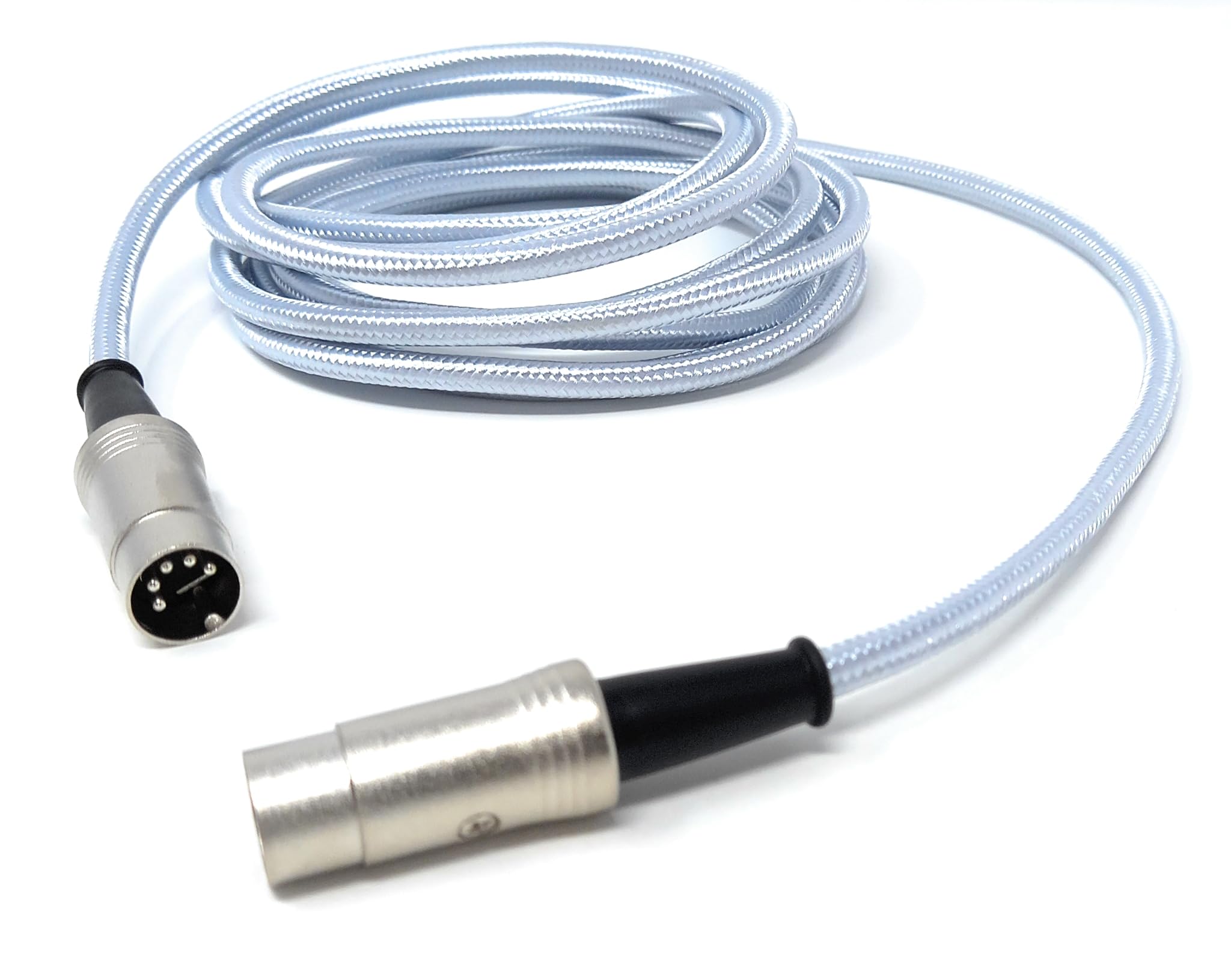 DRUT MIDI 5 Pin DIN Braided Screened Shielded Fully Wired Cable Lead for Midi Audio Equipment, White