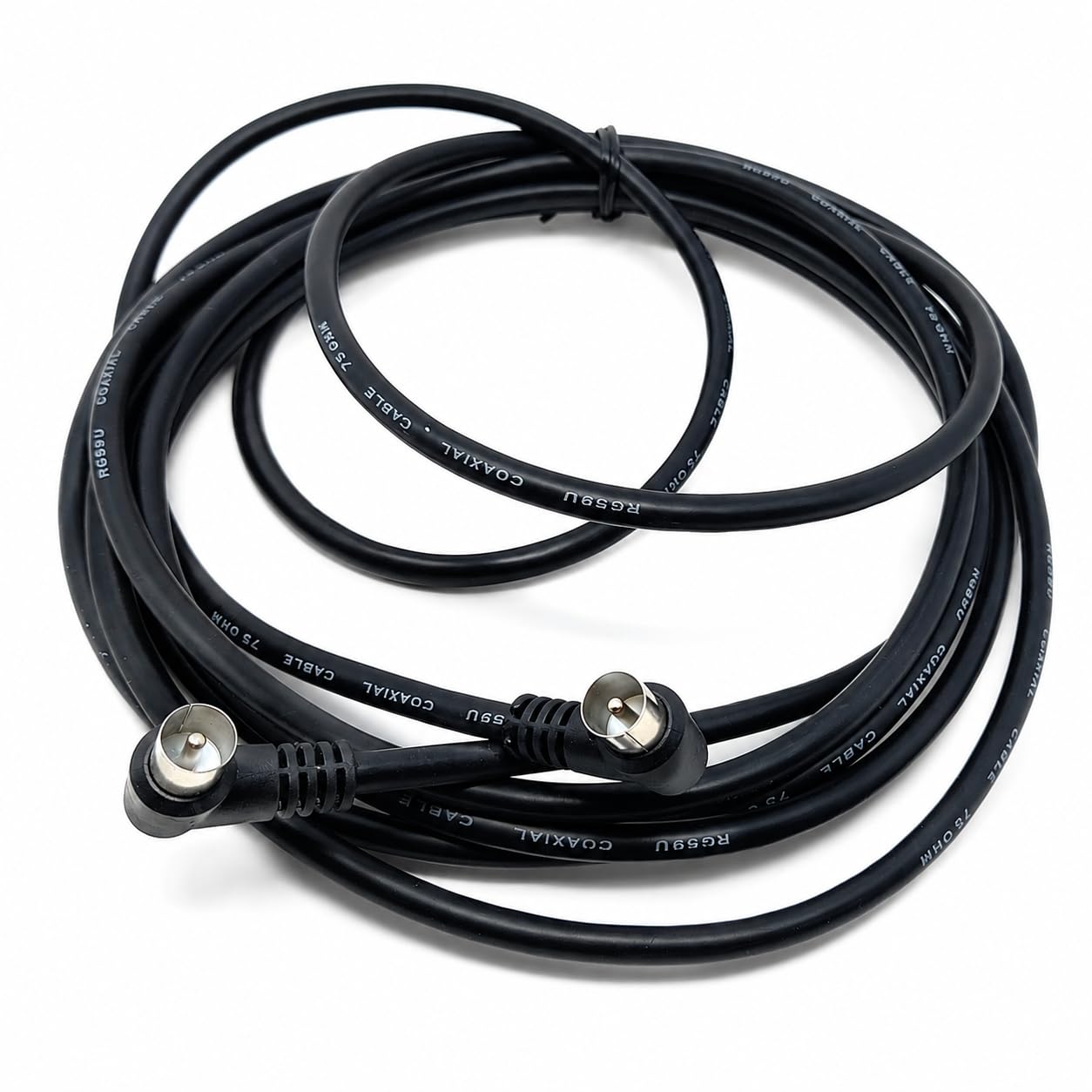 DRUT TV RF Right Angle 90' Male Plug to Male Plug Coaxial TV Freeview Cable Lead 75 Ohm