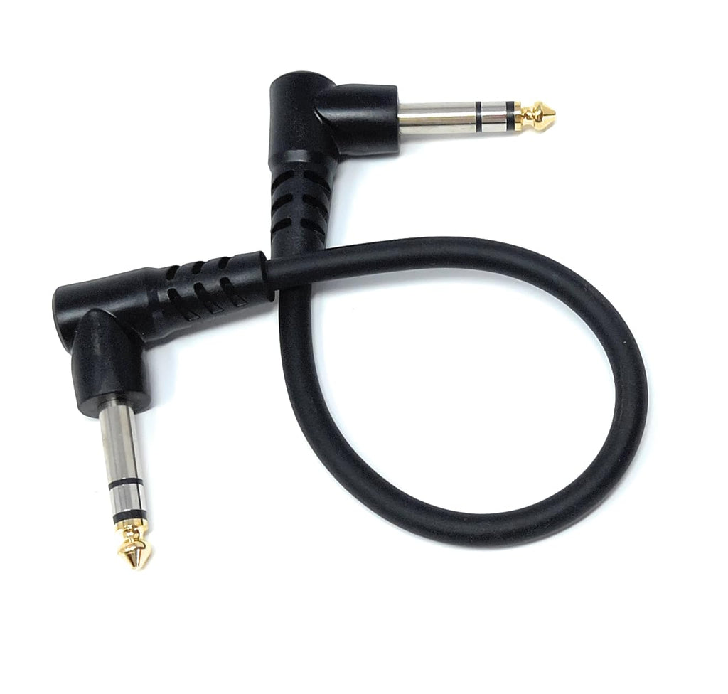 6.35mm 1/4" TRS Stereo Jack to Jack Plug, Dual Right Angle Patch Cable Lead for Headphones Amplifiers, Music Instruments, Live Events, DJ