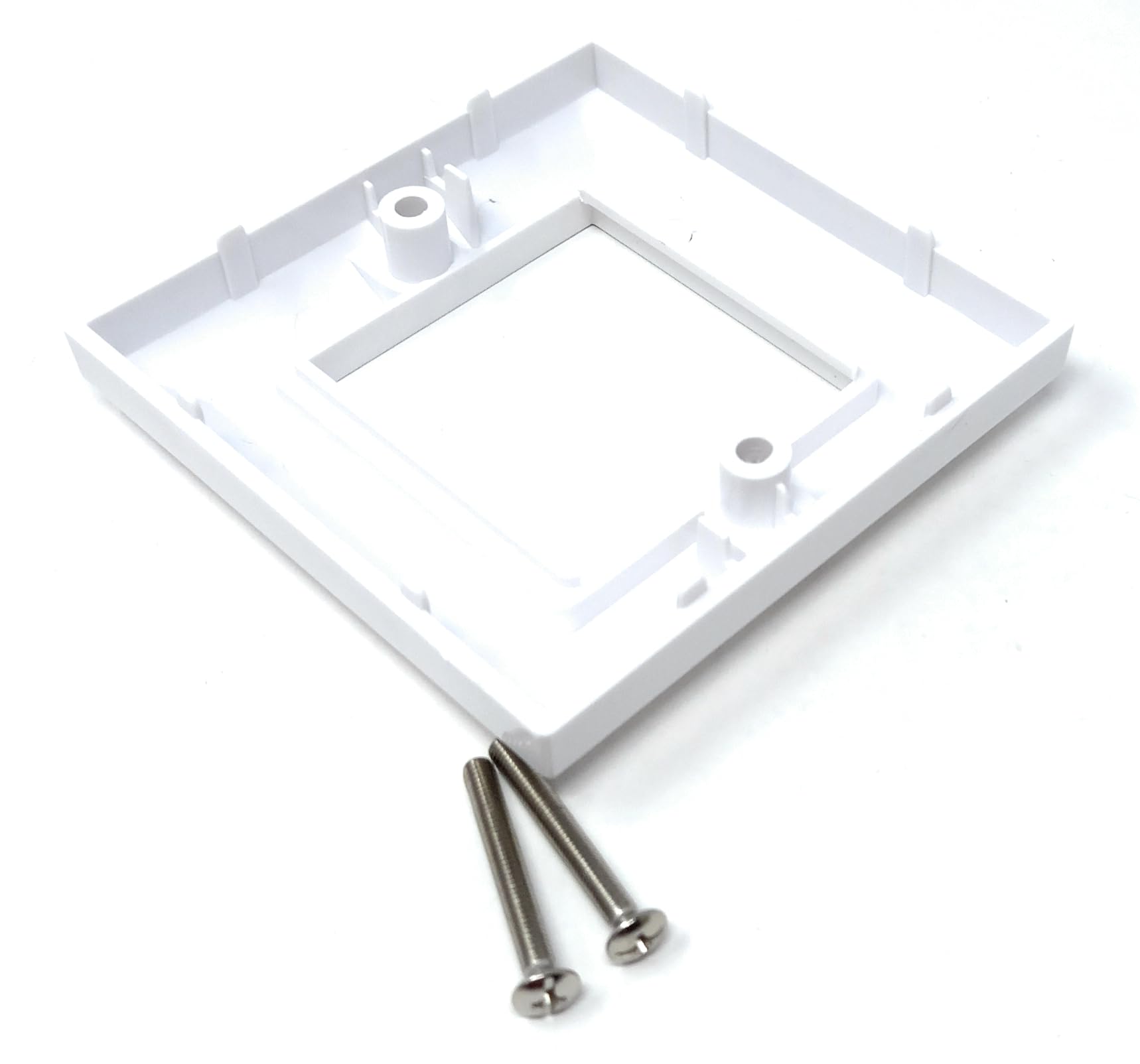 Single Gang White Wall Plate Faceplate Frame 85mm x 85mm for 2 x Euro Modules, Screws Included