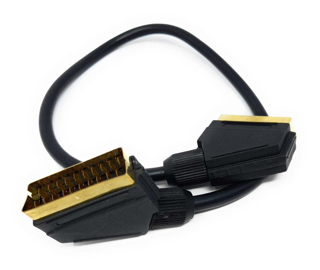 DRUT Scart to Scart Cable Lead, 21 Pin Male to Male (Plug to Plug) RGB Cord for TV, VCR, DVD Player Gold Plated
