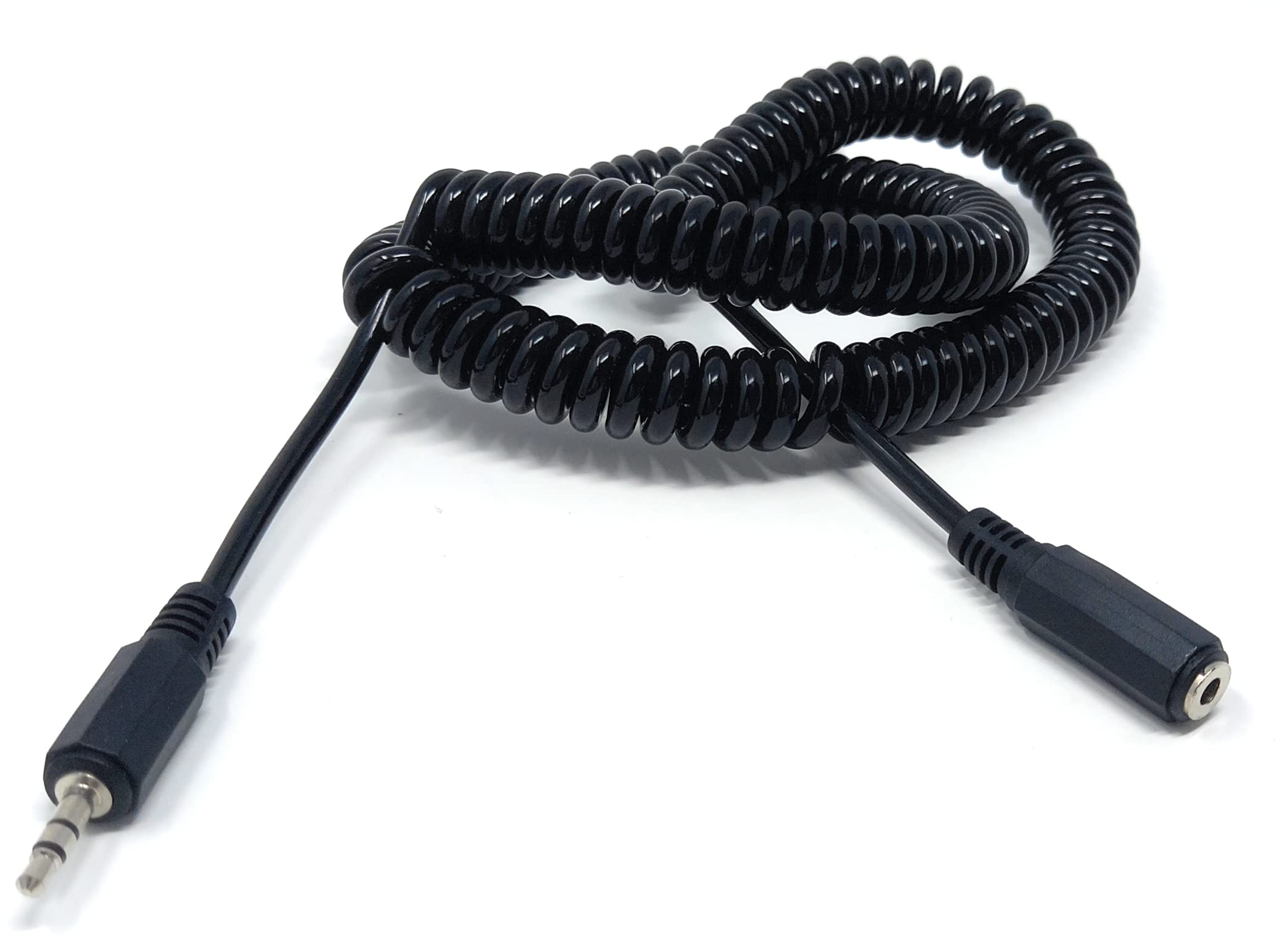 DRUT 3.5mm Stereo Jack to 3.5mm Socket Headphone, Speaker, HI-FI Extension Coiled Cable Lead