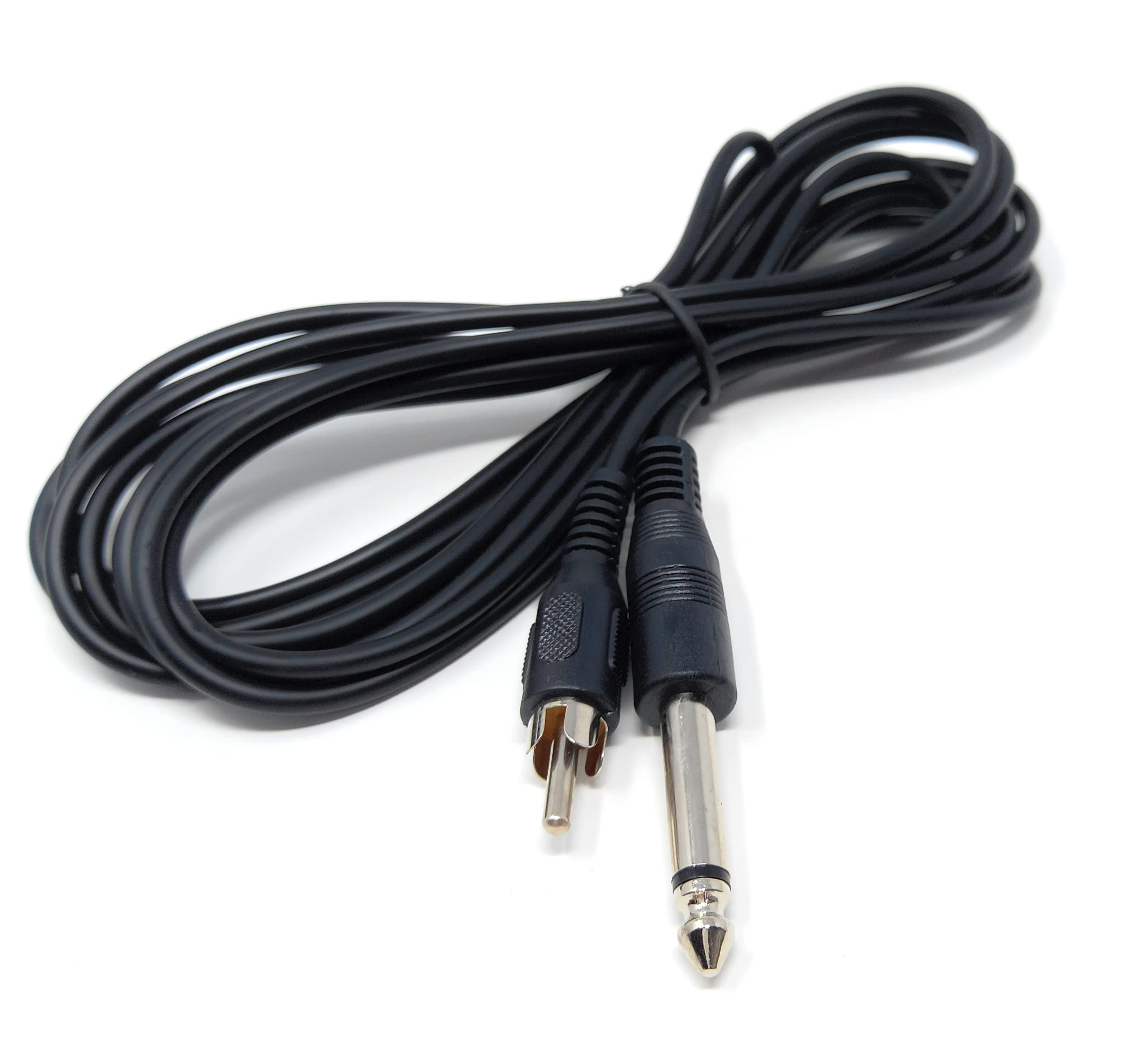DRUT 6.35mm (1/4") Mono Jack Plug to RCA Phono Plug Audio Male to Male Lead Cable