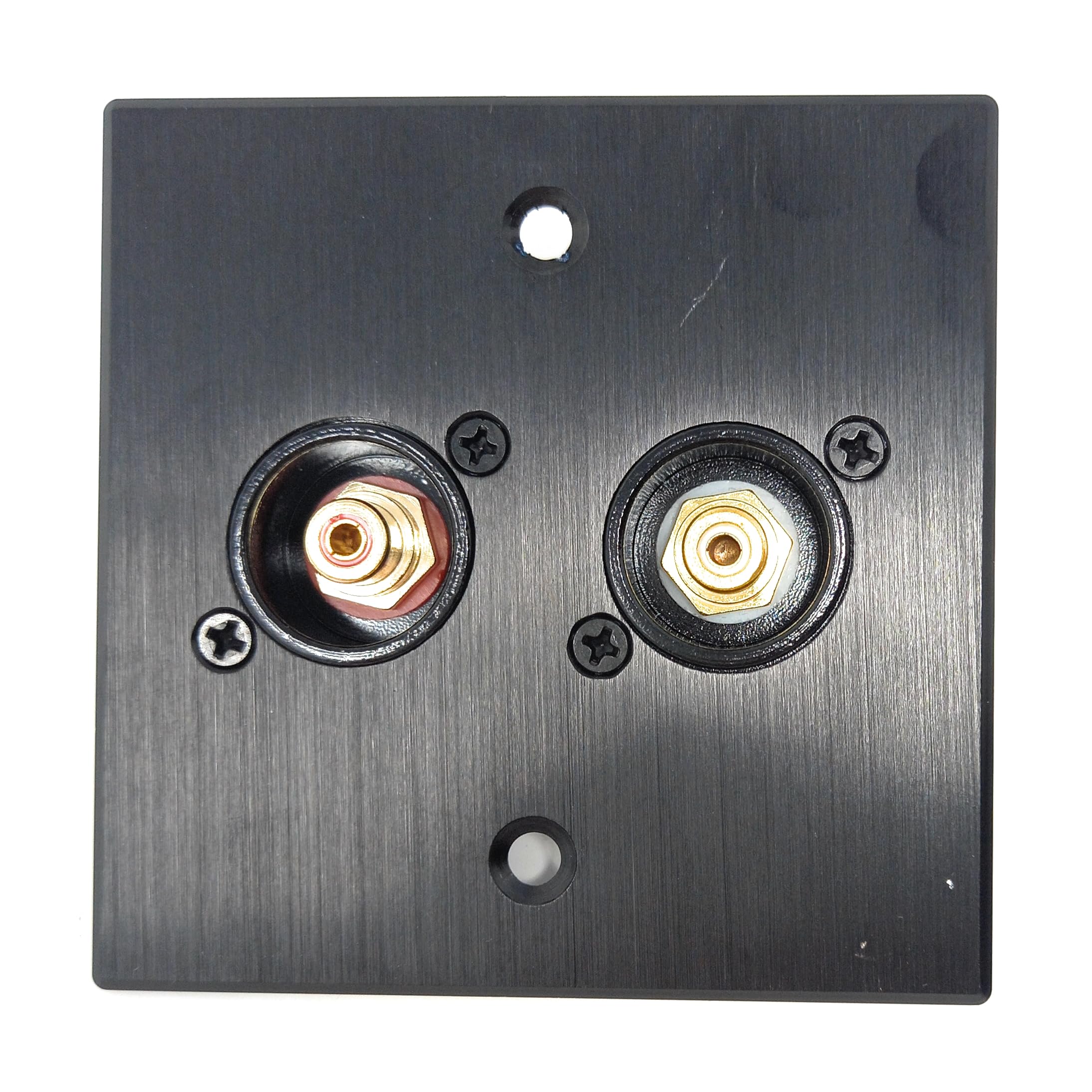 Brushed Aluminium Dual RCA Phono Socket Female AV Audio Video D-Series Outlet Wall Faceplate – Durable Metal Plate with Screws Included