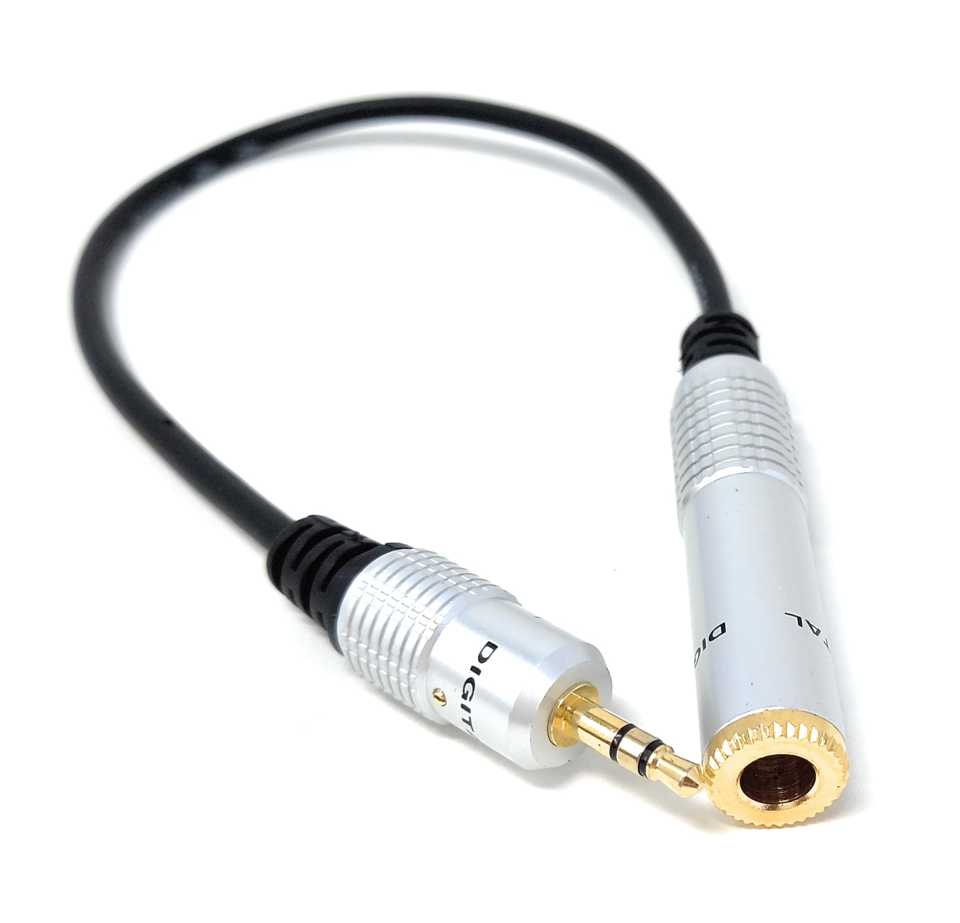 DRUT 6.35mm Female to 3.5mm Male Stereo Audio Adapter Cable – 1ft (30cm) Jack to Mini Jack Converter for Headphones, Amps, Guitars, and Audio Devices