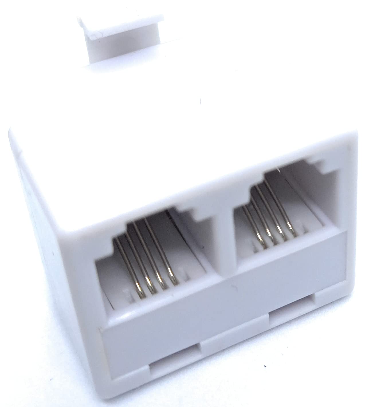DRUT RJ11 Plug to 2 Way RJ11 Sockets Adapter Dual Cable Splitter, 4 Wires, 4P4C