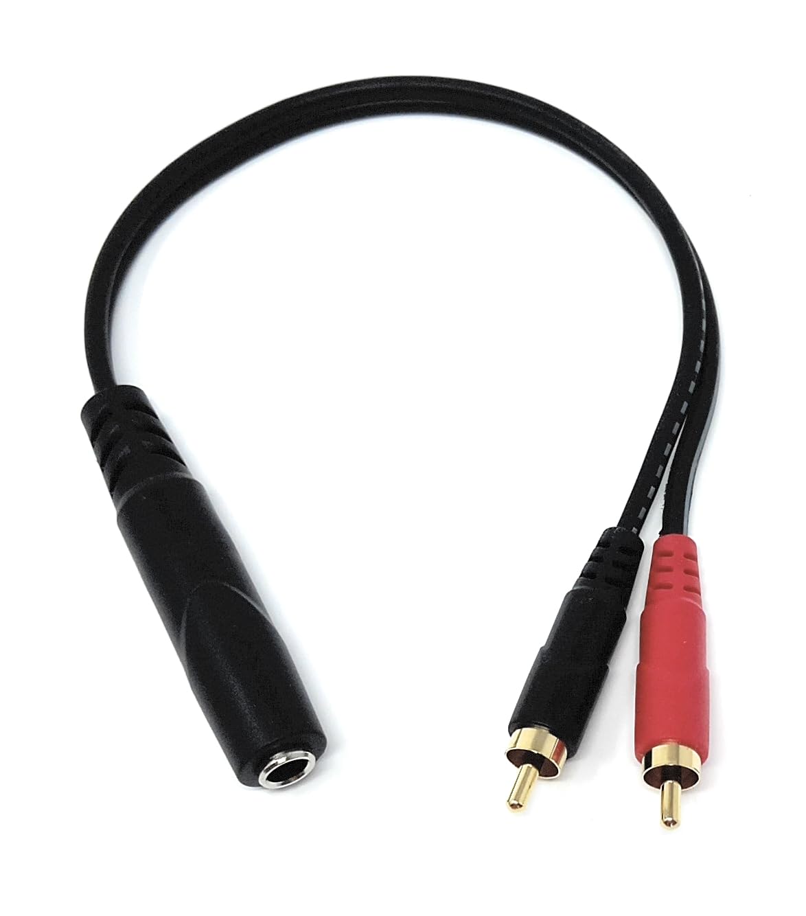 DRUT 6.35mm to 2 x RCA Splitter Cable, 6.35 TRS Female to Dual RCA Male Stereo Audio Lead for Music Instruments, Mixer (Gold Plated)