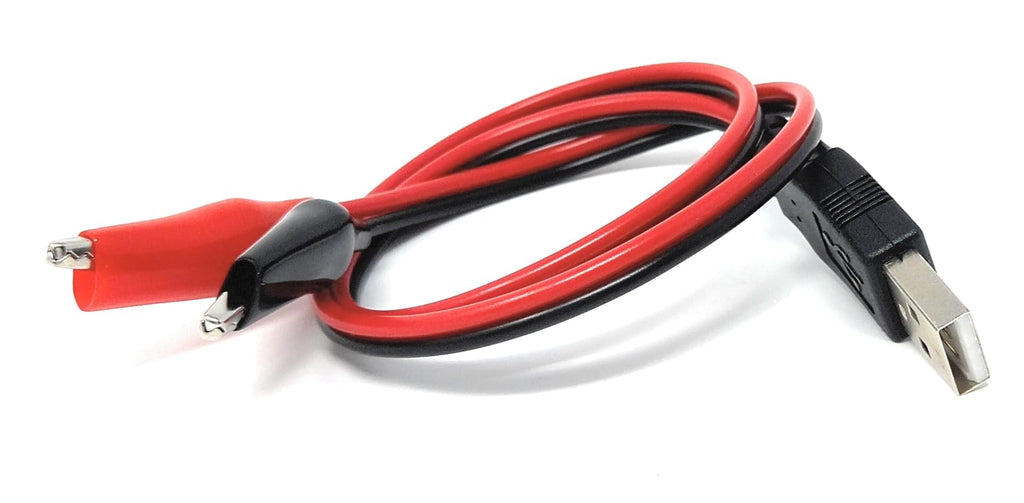 DRUT 50cm USB-A Male To 2 x Crocodile Clip Power Connection Extension Cable Alligator Test Lead Clamp