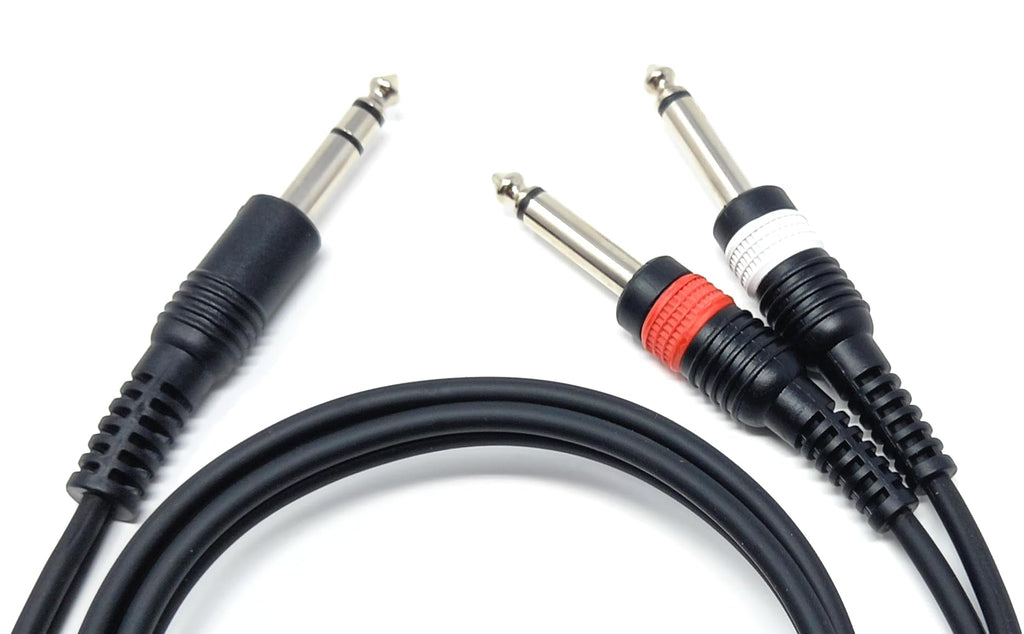 DRUT 6.35mm Stereo Jack to Twin 6.35mm Mono Jacks Male to Male TRS Cable