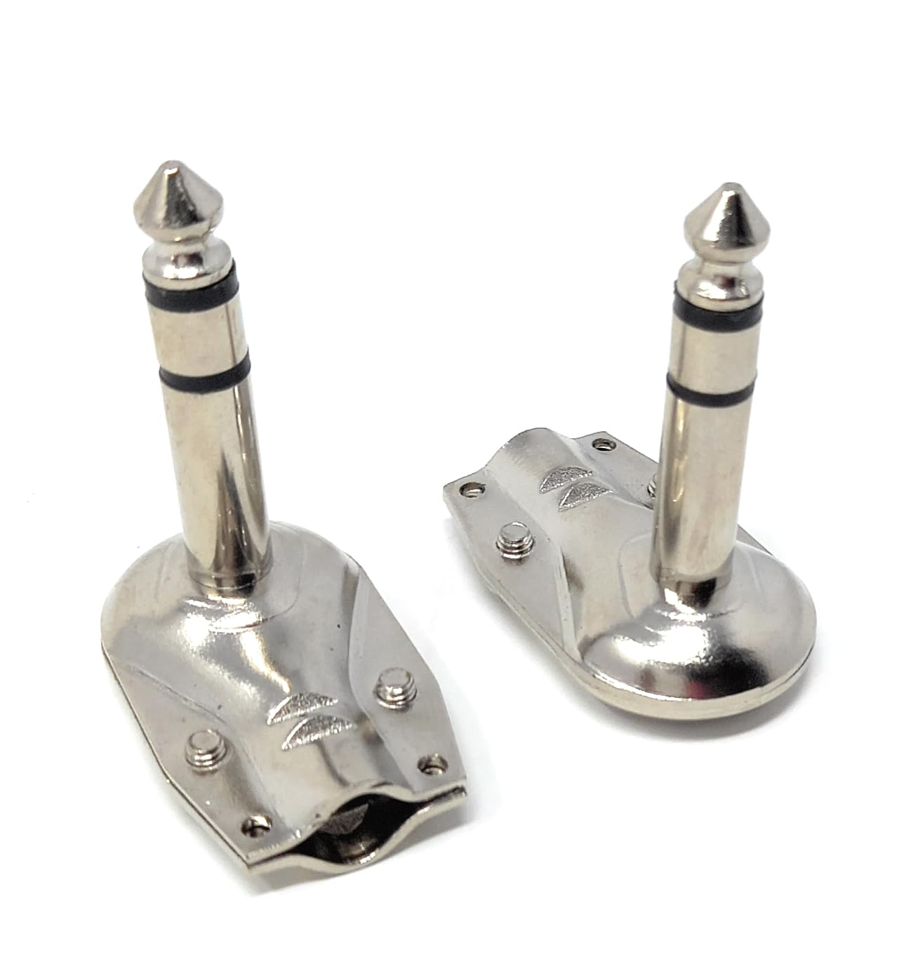 6.35mm Stereo 1/4 90 Degree Right Angle TRS Solder Plug, Flat Pancake Style, DIY Audio Connector