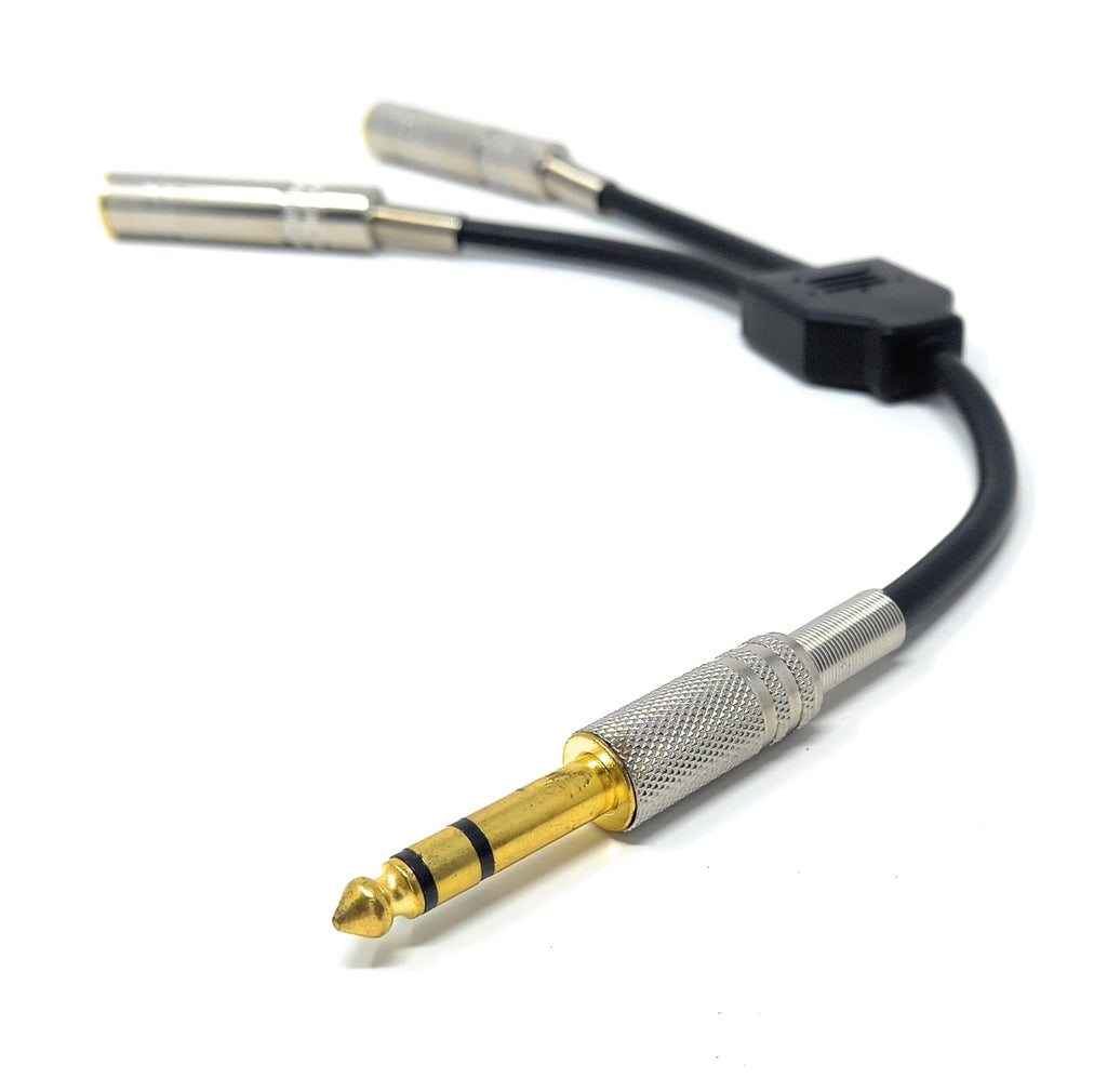 Premium 1/4 Inch TRS Stereo Y-Splitter Cable – 6.35mm Male to Dual 6.35mm Female Adapter, Gold-Plated Connectors, Heavy-Duty Audio Splitter for Headphones, Amps, Mixers, and Studio Equipment