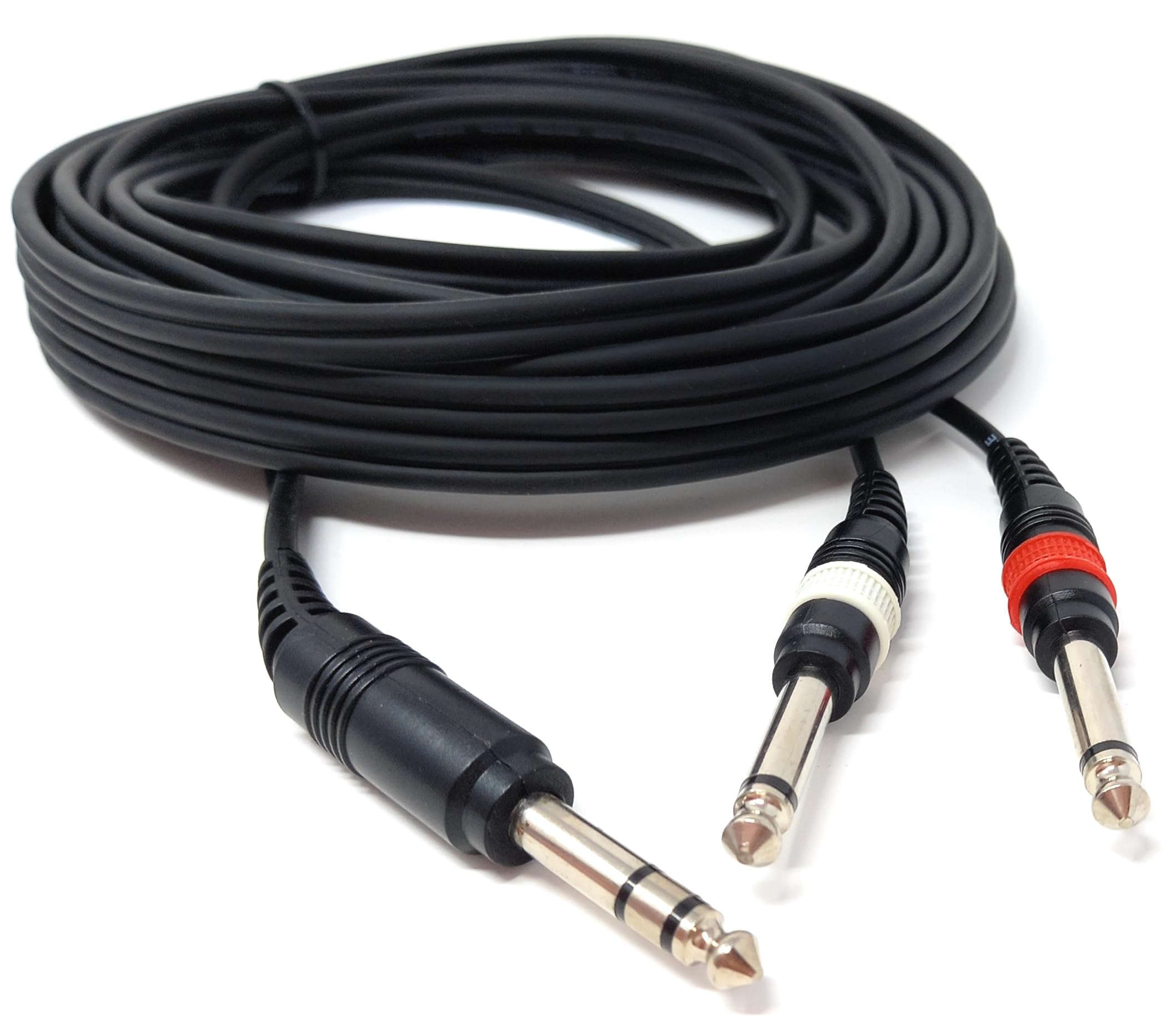 DRUT 6.35mm Stereo Jack to Twin 6.35mm Mono Jacks Male to Male TRS Cable