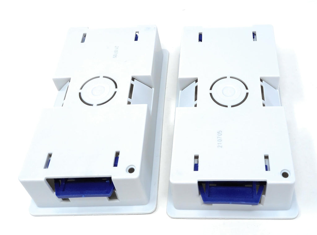 Dual 2 Gang Dry Lining Back Plasterboard Surface Pattress Box with Adjustable Lugs 35mm Deep, for Faceplate