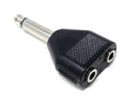 DRUT 6.35mm Mono Jack to 2 x 3.5mm Mono Jacks Sockets Plugs T Splitter Cable Adapter