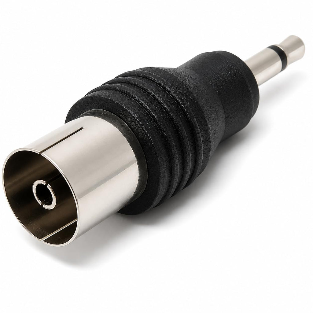 DRUT 3.5mm Mono Jack Plug to TV RF Push Type Female Coax Cable Socket Adapter