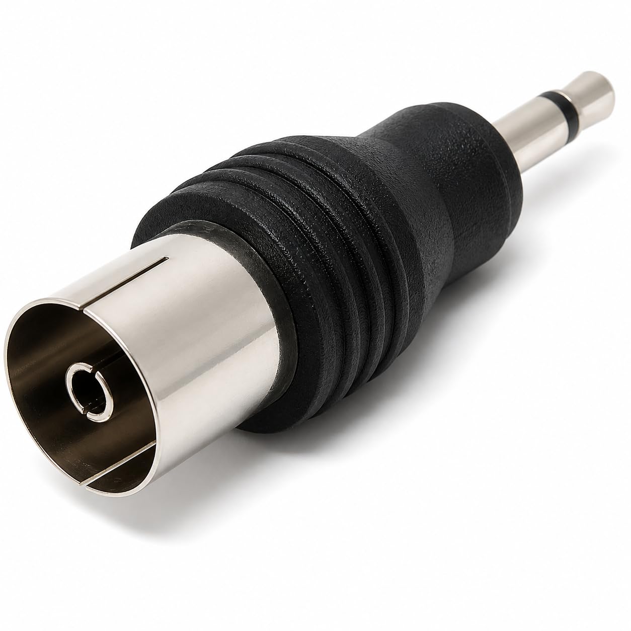 DRUT 3.5mm Mono Jack Plug to TV RF Push Type Female Coax Cable Socket Adapter
