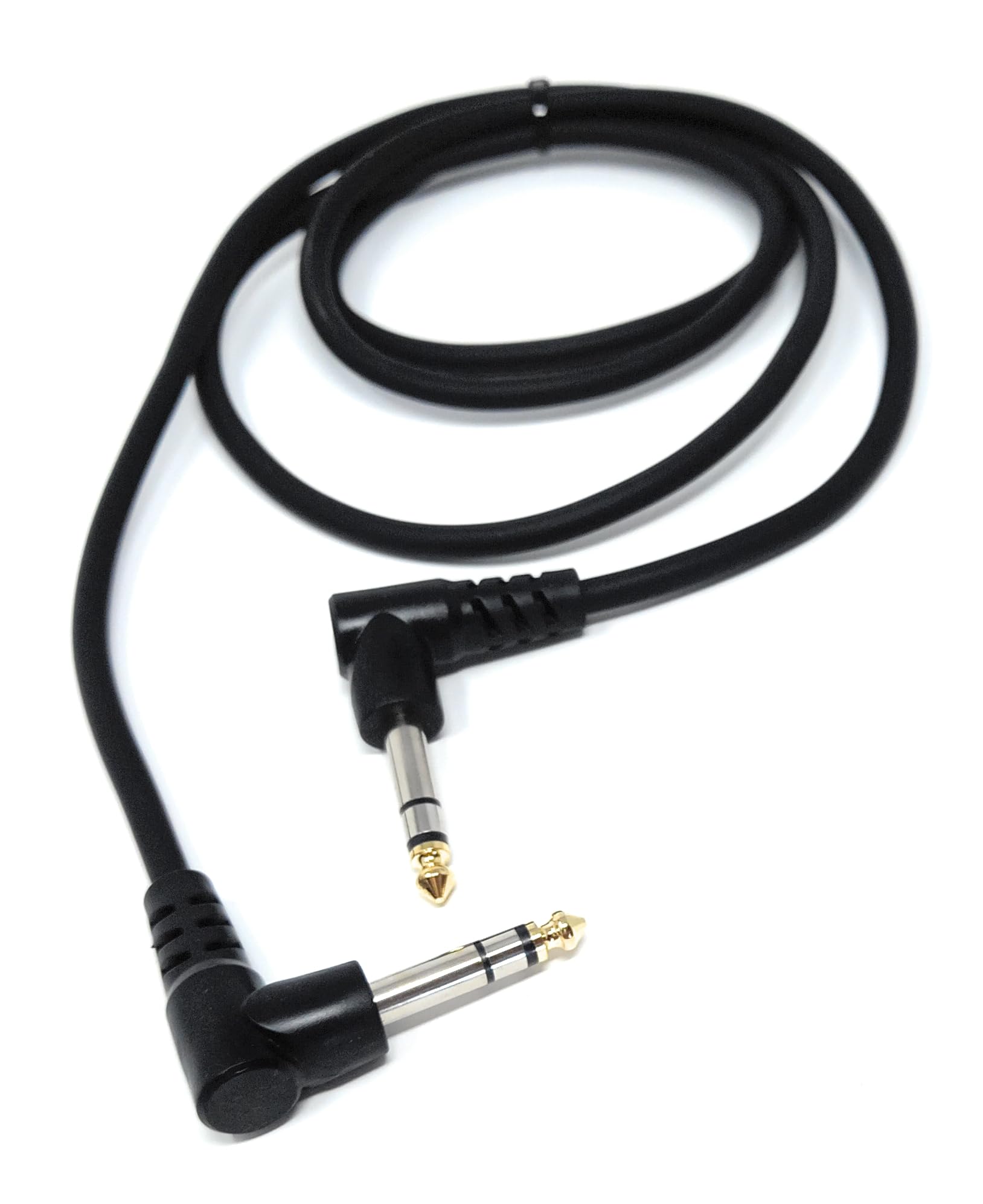 6.35mm 1/4" TRS Stereo Jack to Jack Plug, Dual Right Angle Patch Cable Lead for Headphones Amplifiers, Music Instruments, Live Events, DJ