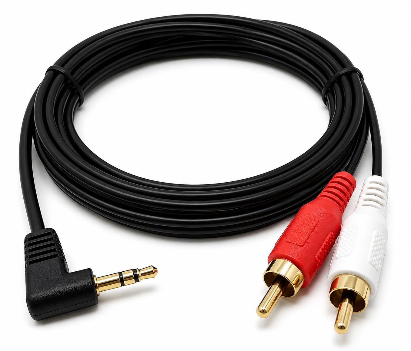 DRUT 3.5mm to RCA Jack Right Angled AUX Stereo Audio Cable Gold Plated Connectors