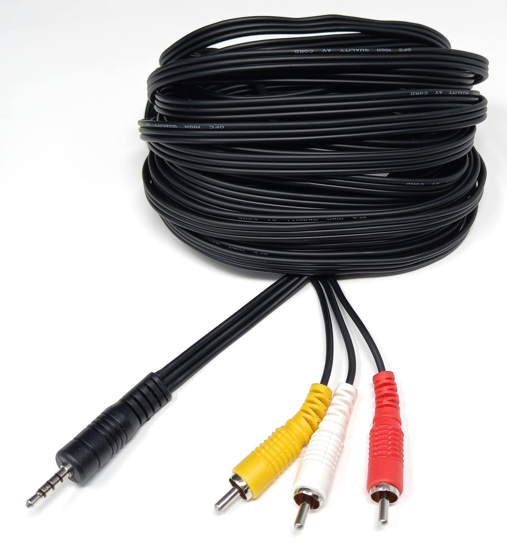 DRUT 3.5mm 4 Pole Jack Plug to 3 x RCA Phono Composite Audio Video AV AUX Lead Cable