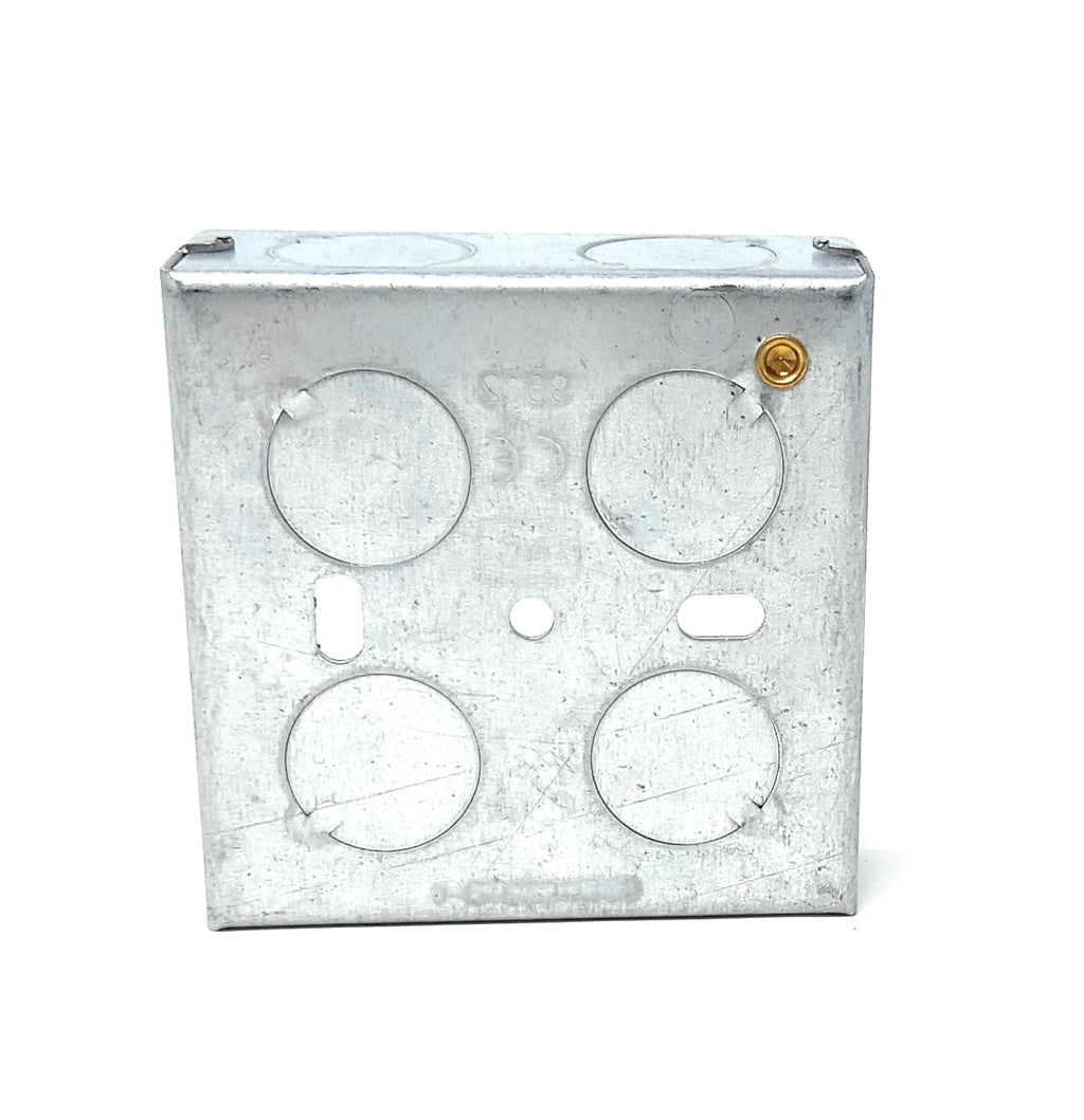1 Gang 25mm Metal Pattress Box, Steel Surface Mount Back Box with Earth Terminals, for Switches, Sockets and Faceplates