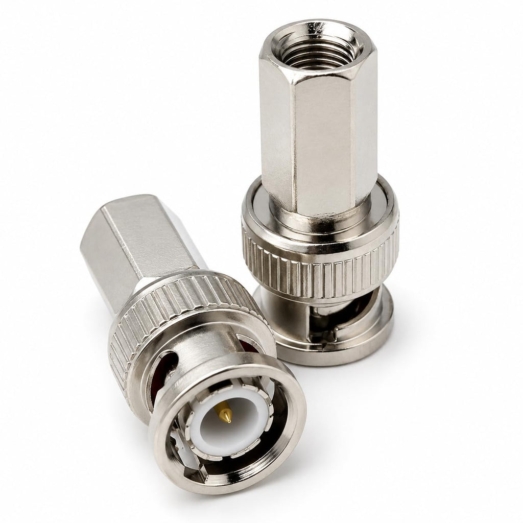 DRUT BNC Twist On Male Plug End RG59/RG6 Coaxial Install SDI Adapter for CCTV Surveillance Security Camera DVI Radio Antenna Coaxial Connector Socket