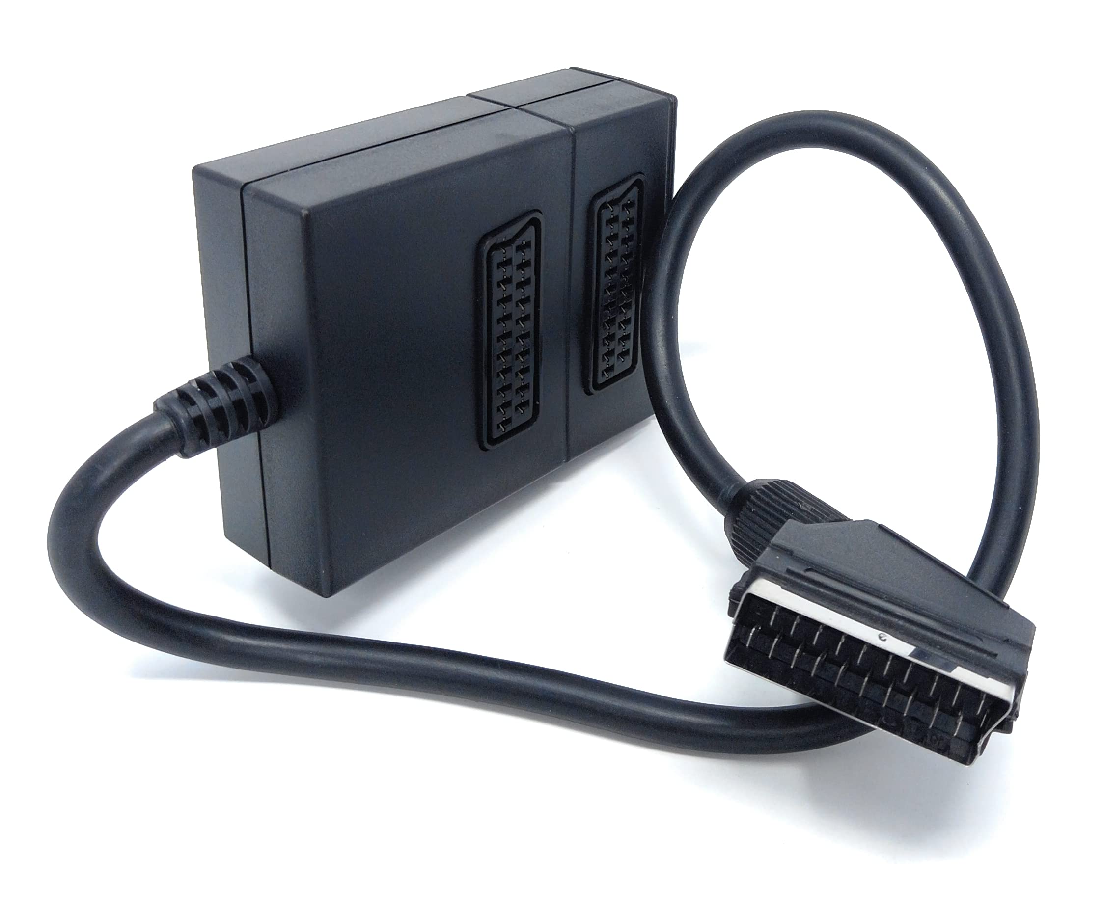 DRUT Scart Splitter Box Video Cable Adapter for TV, DVD, VHS, Game Console