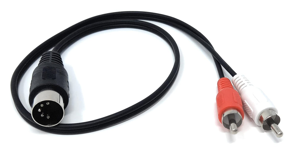 DRUT 5 Pin Midi Male Din Plug to 2 x RCA Phono Male Plugs Audio Cable (wired 3+5) to 2 x RCA plugs