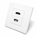 HDMI & USB 2.0 Multimedia Wall Plate Faceplate, Easy Connect, White