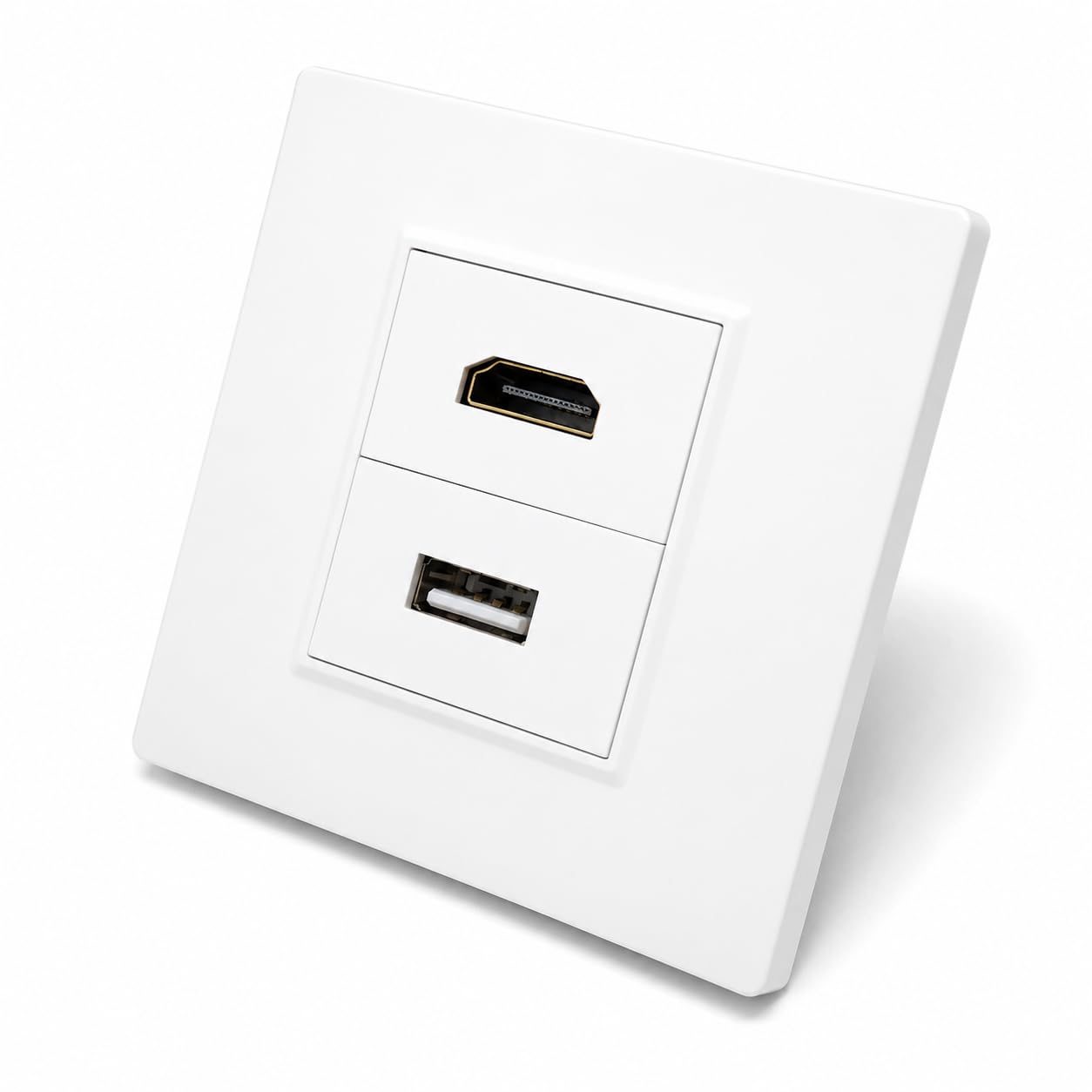 HDMI & USB 2.0 Multimedia Wall Plate Faceplate, Easy Connect, White