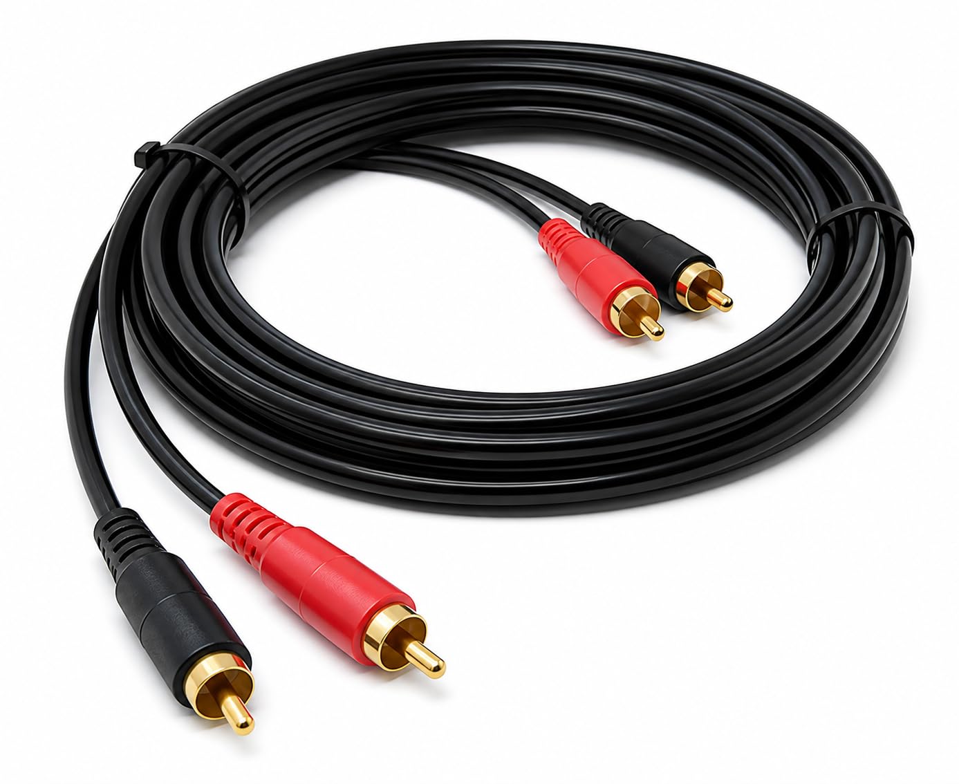 DRUT 2 x RCA Audio Cable – Stereo Male to Male Lead with Gold-Plated Plugs for Amplifier, Active Speakers, Subwoofer, Turntable, HiFi & Home Audio Systems